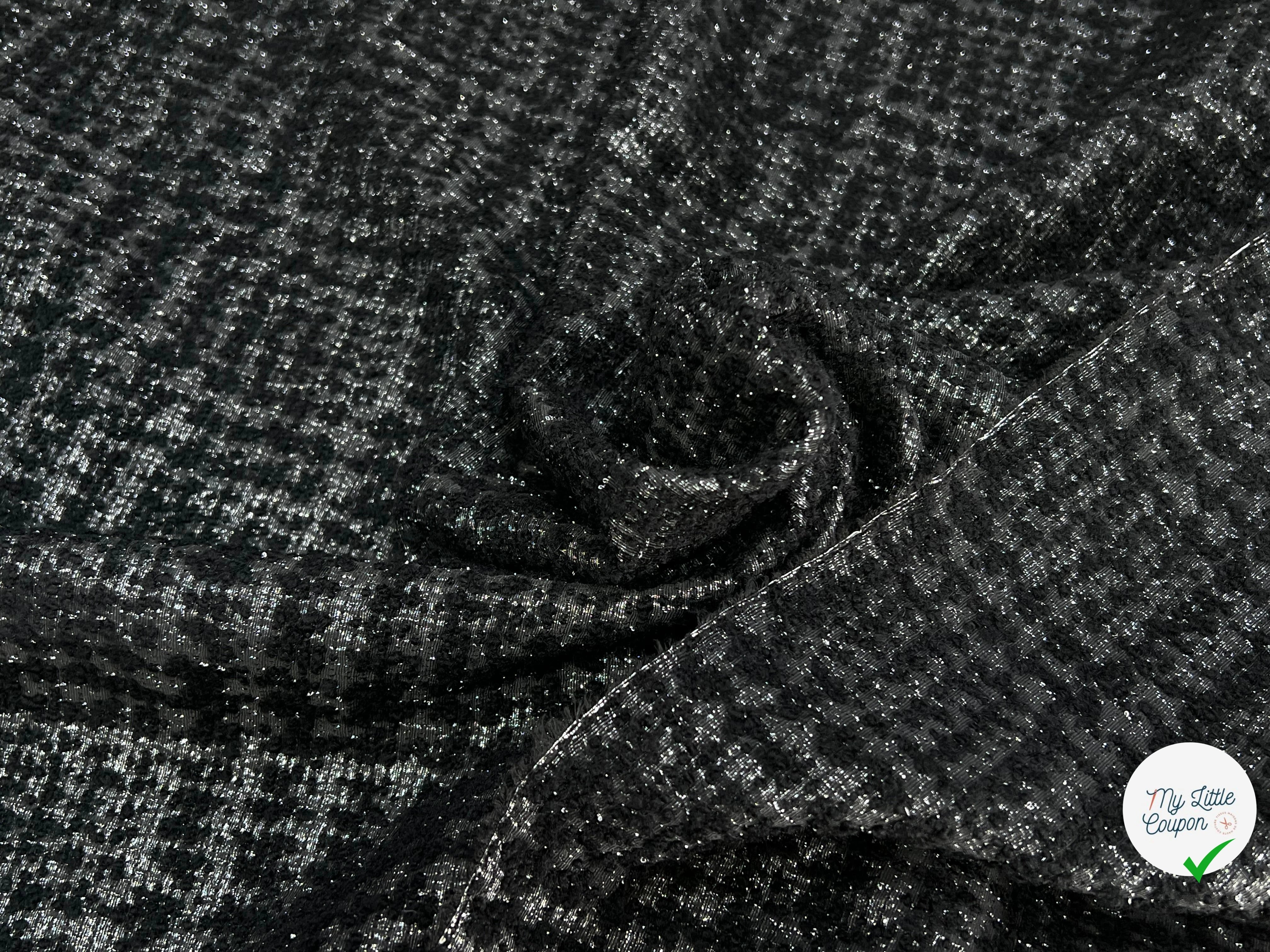 TWEED POLYLAINE ET LUREX NOIR ARGENTÉ - My Little Coupon