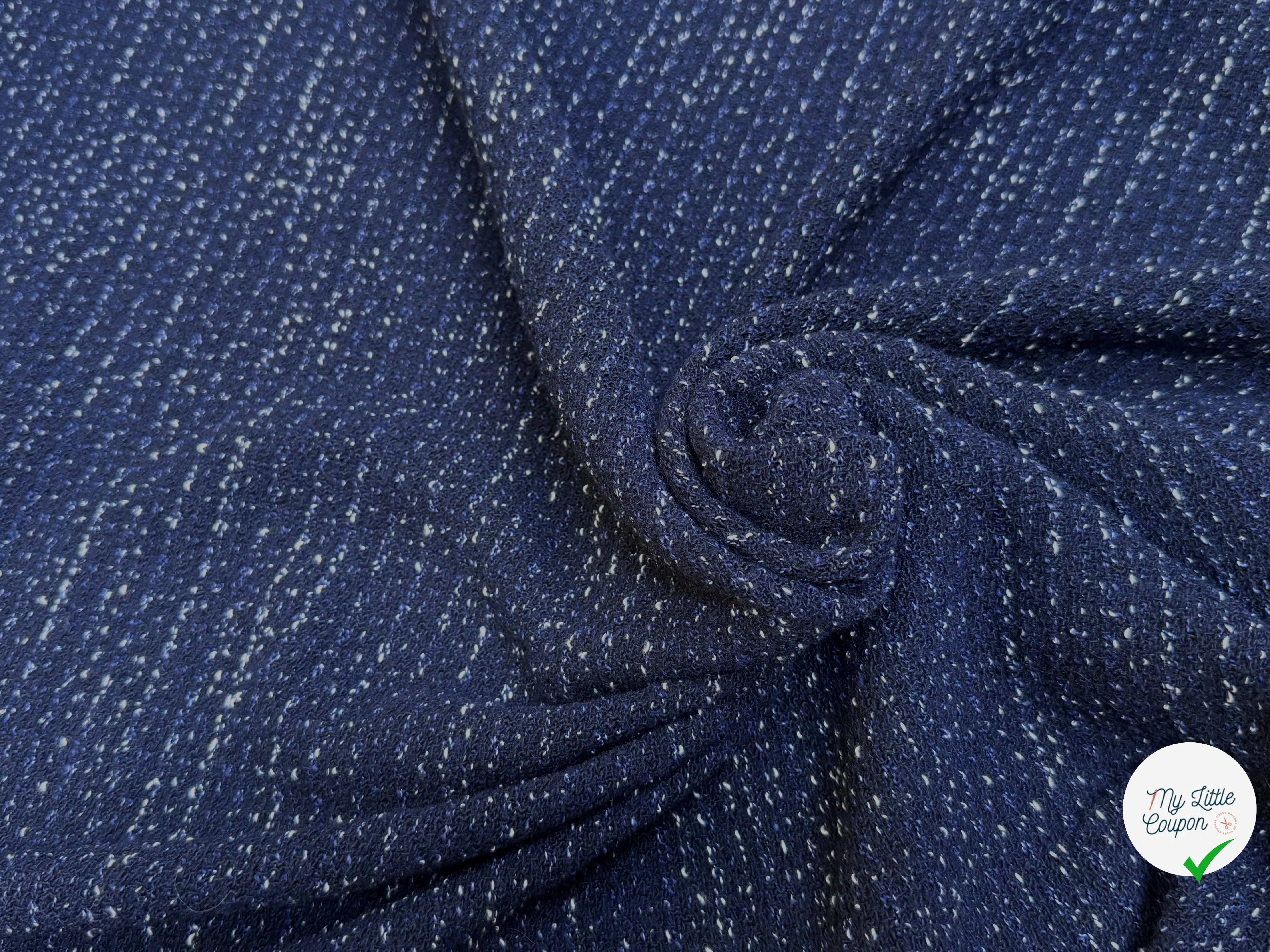 TWEED POLYLAINE PRESTIGE STRETCH BLEU MARINE - My Little Coupon