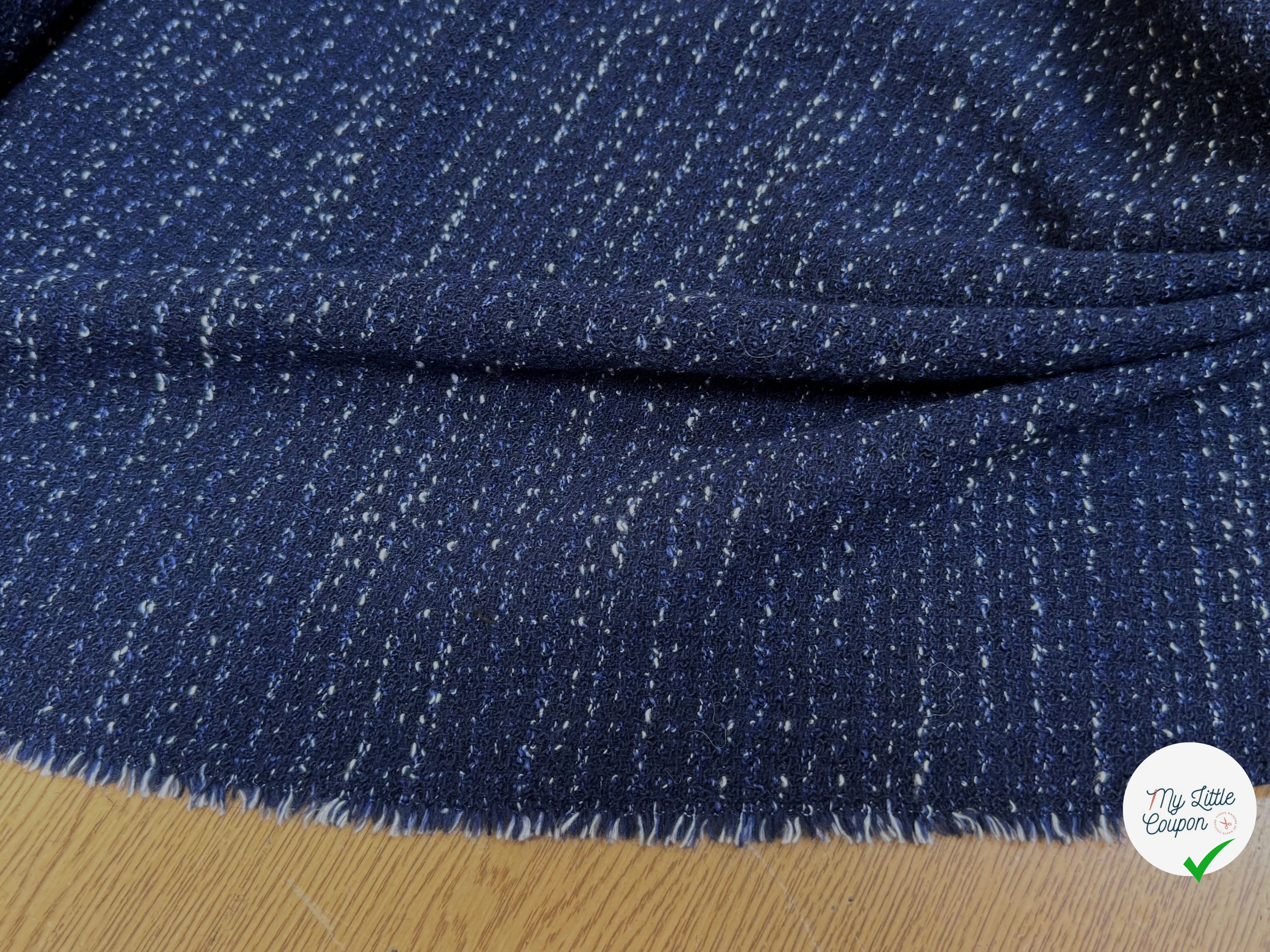 TWEED POLYLAINE PRESTIGE STRETCH BLEU MARINE - My Little Coupon