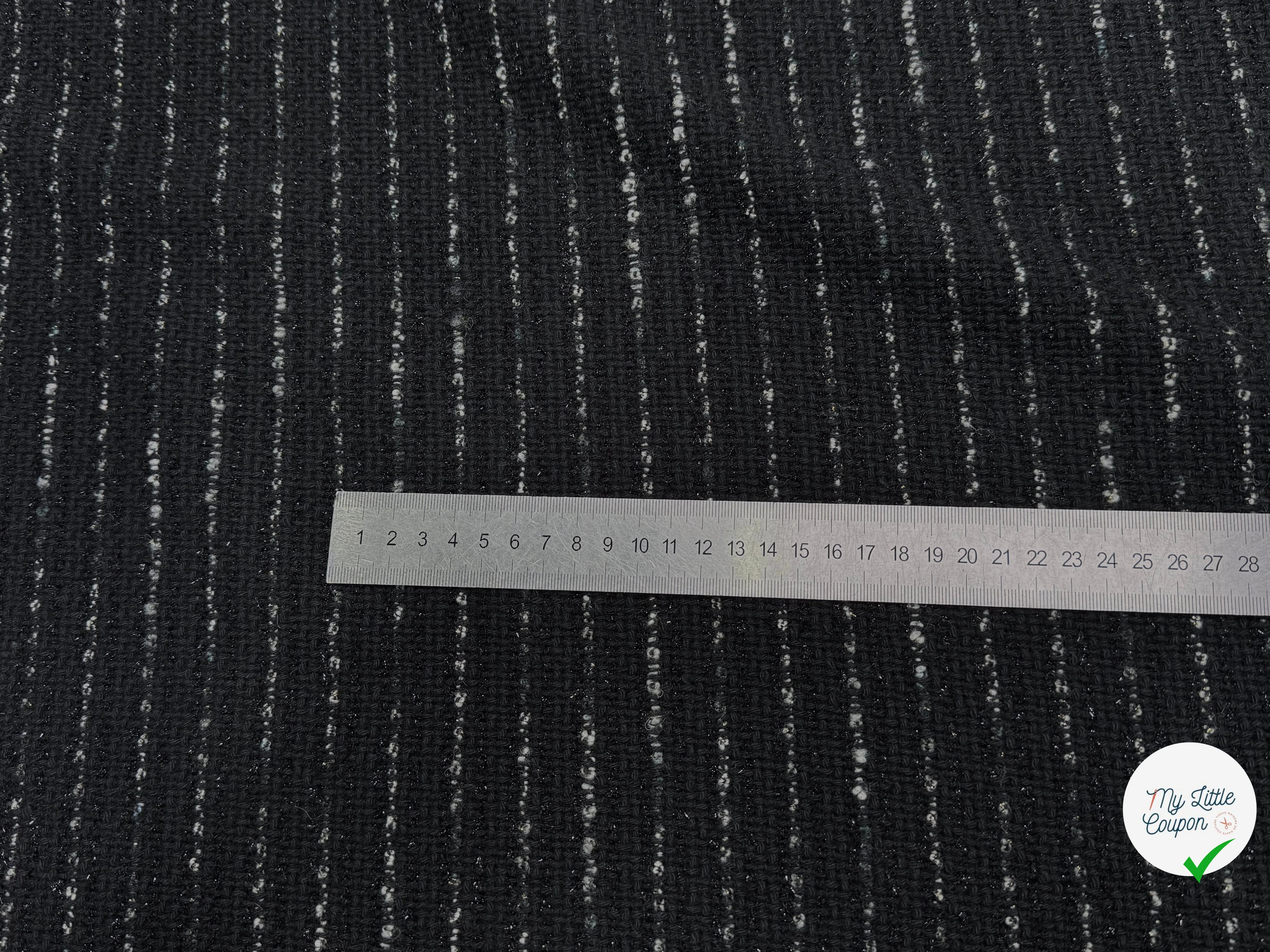 TWEED TRÈS BEAU TISSAGE À RAYURES LOURD 33% COTON NOIR MADE IN ITALY - My Little Coupon