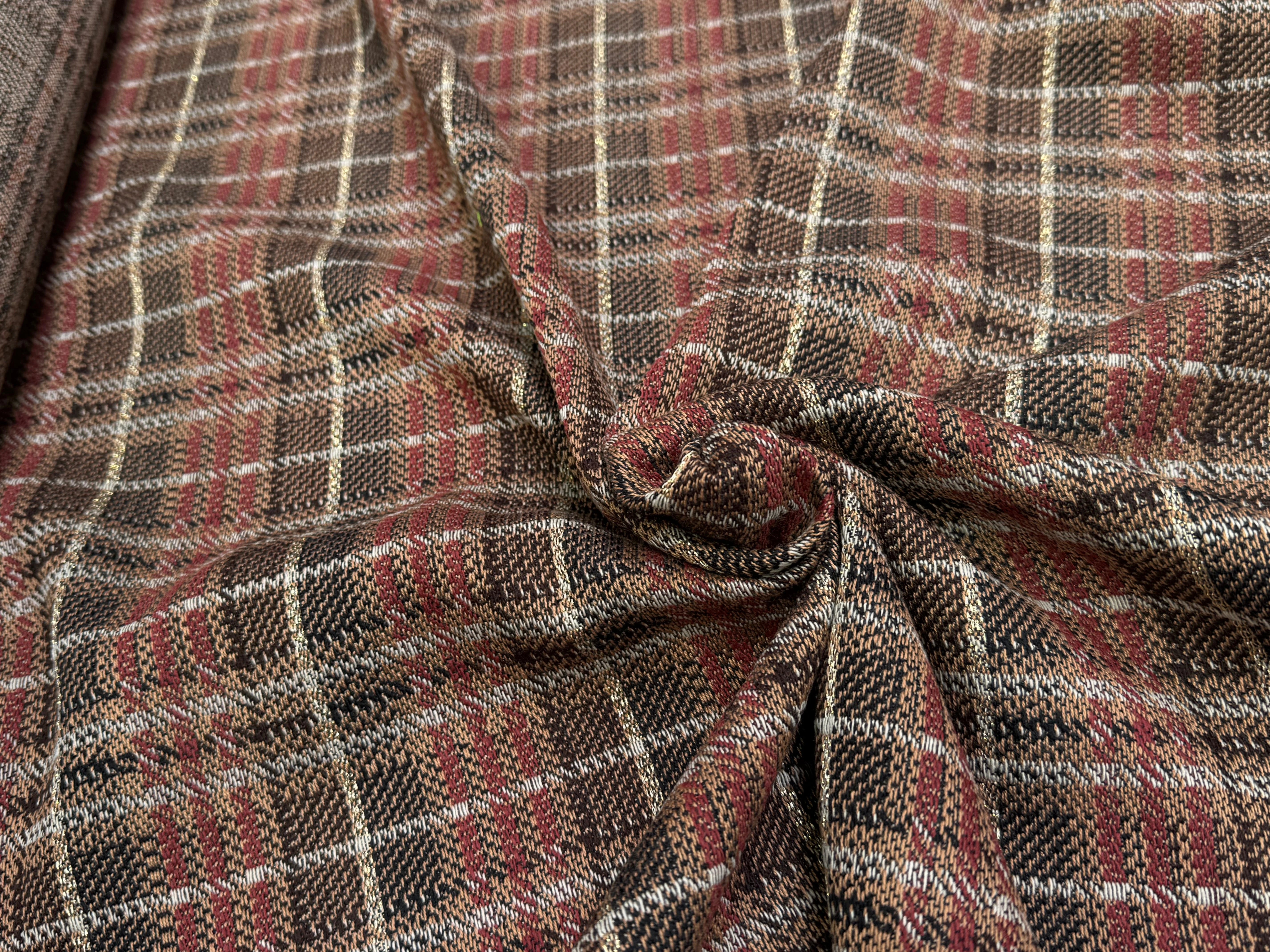 TWEED TRICOTÉ À CARREAUX MARRON ET BEIGE - My Little Coupon