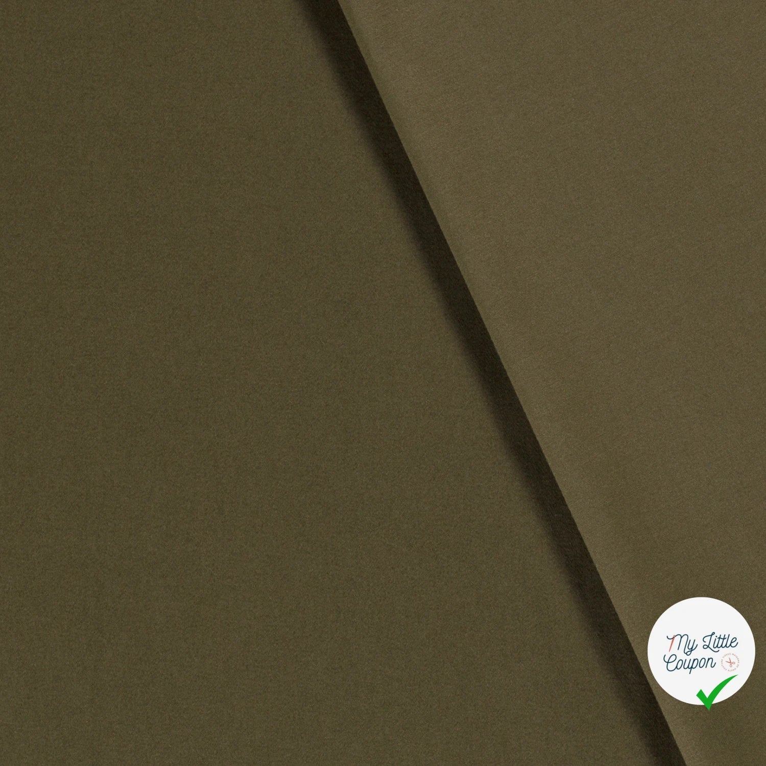 TWILL DE COTON STRETCH LAVÉ VERT KAKI - My Little Coupon