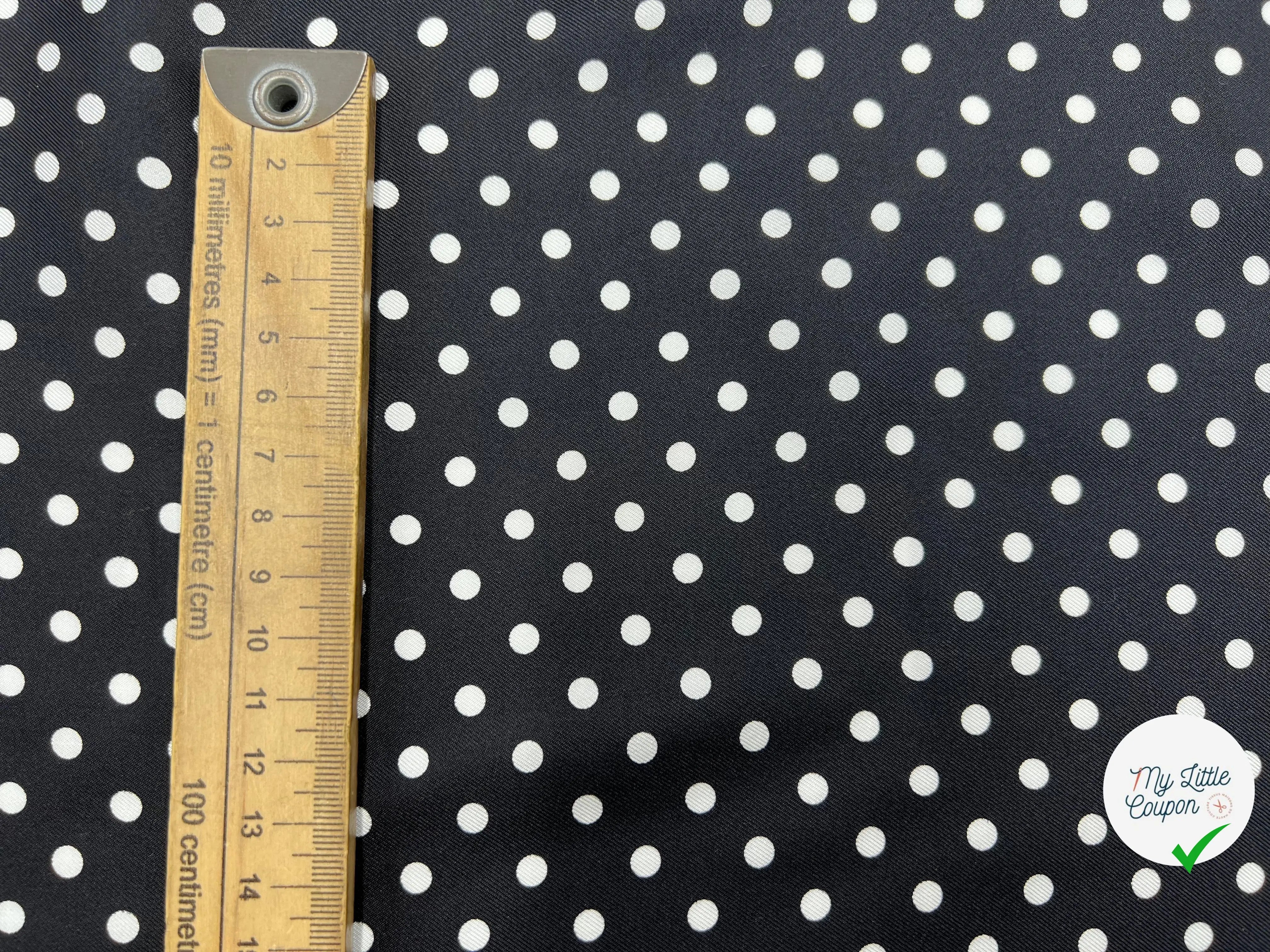 TWILL DE SOIE FOND NOIR POIS BLANC 5 MM - My Little Coupon - tissu - coudre