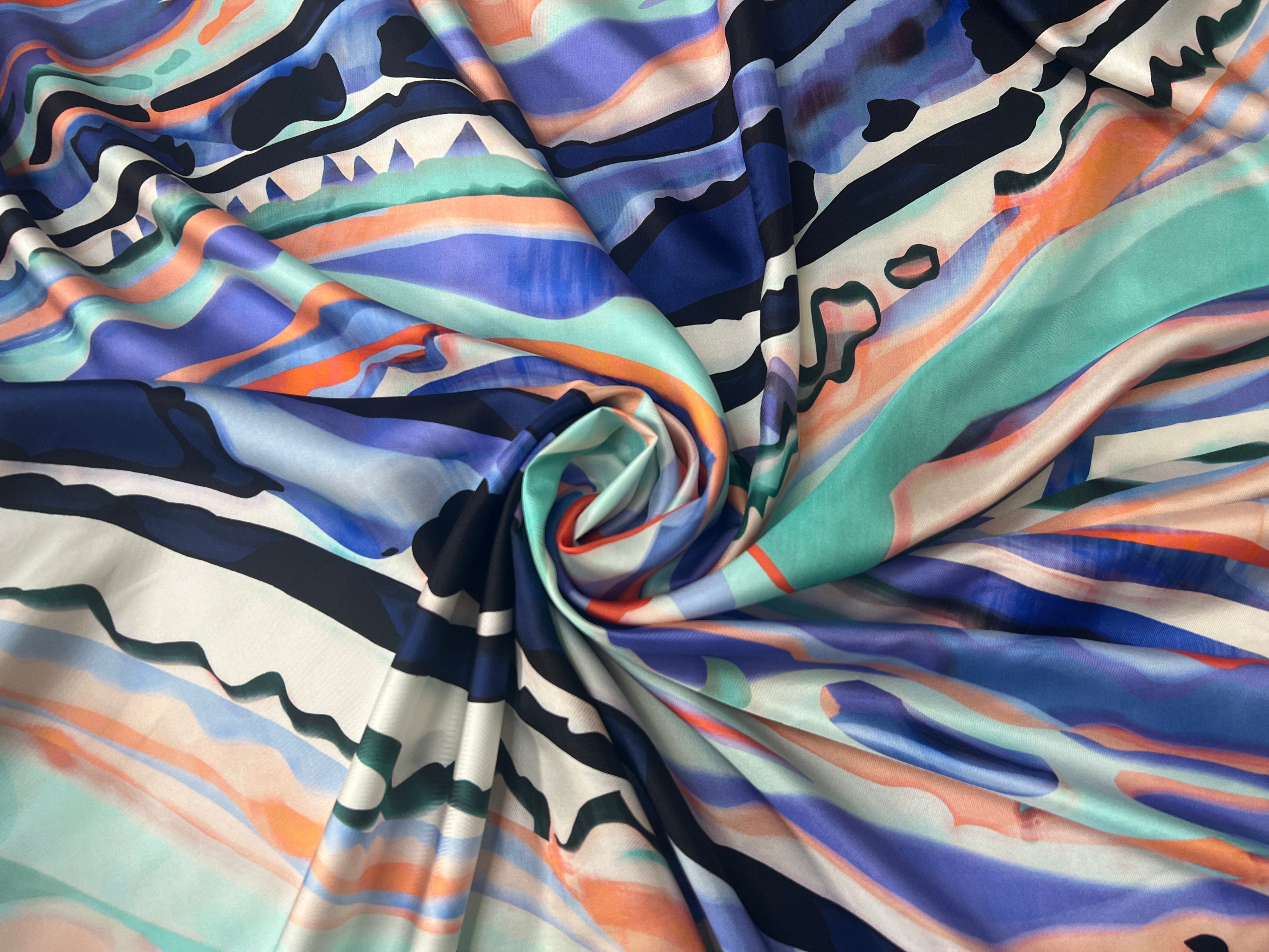 TWILL DE SOIE IMPRIMÉ AQUA WAVE - My Little Coupon