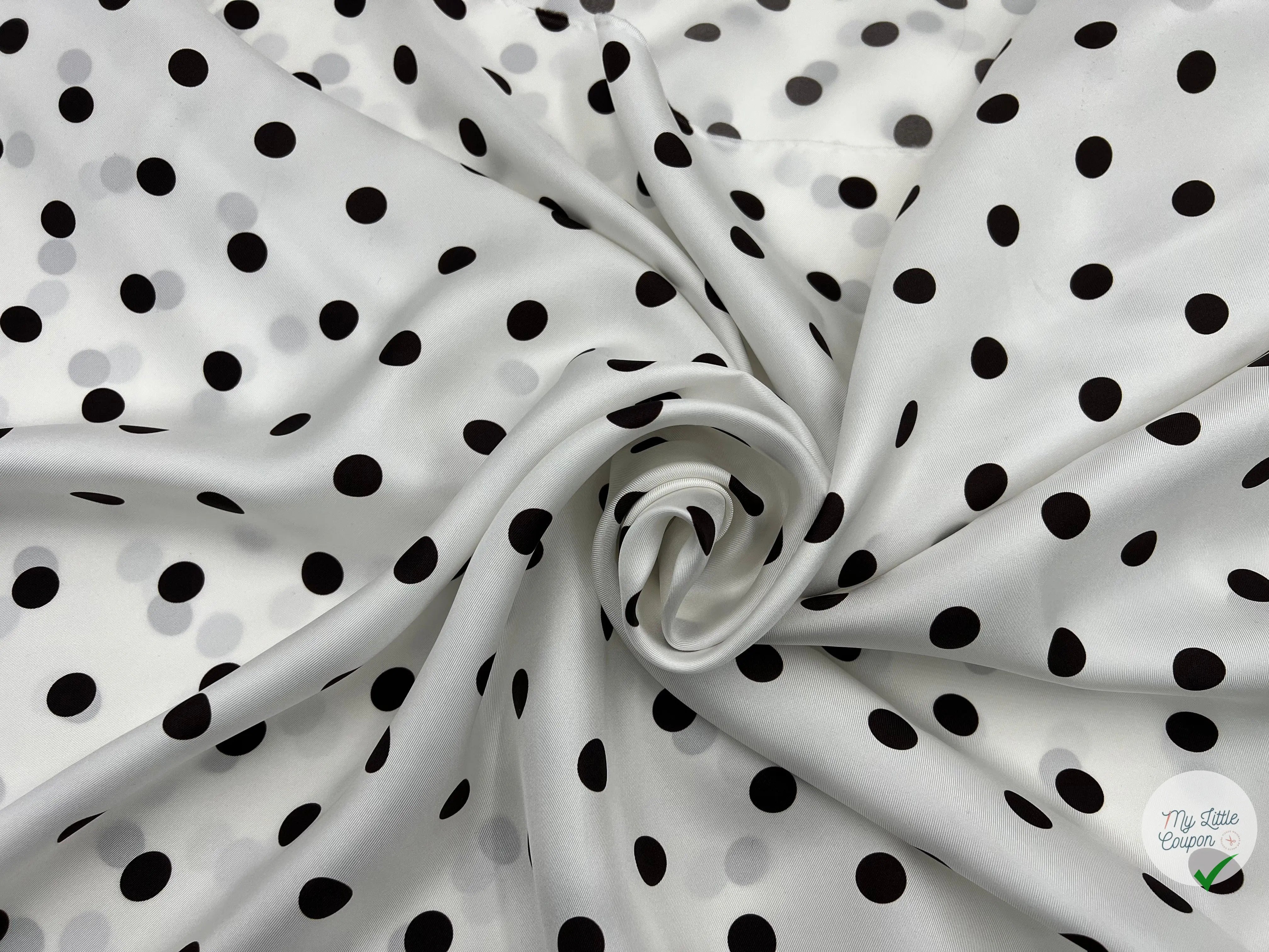 TWILL DE SOIE IMPRIMÉ POIS CHOCO FOND BLANC - coupon de tissu de 3 mètres - My Little Coupon - tissu - coudre
