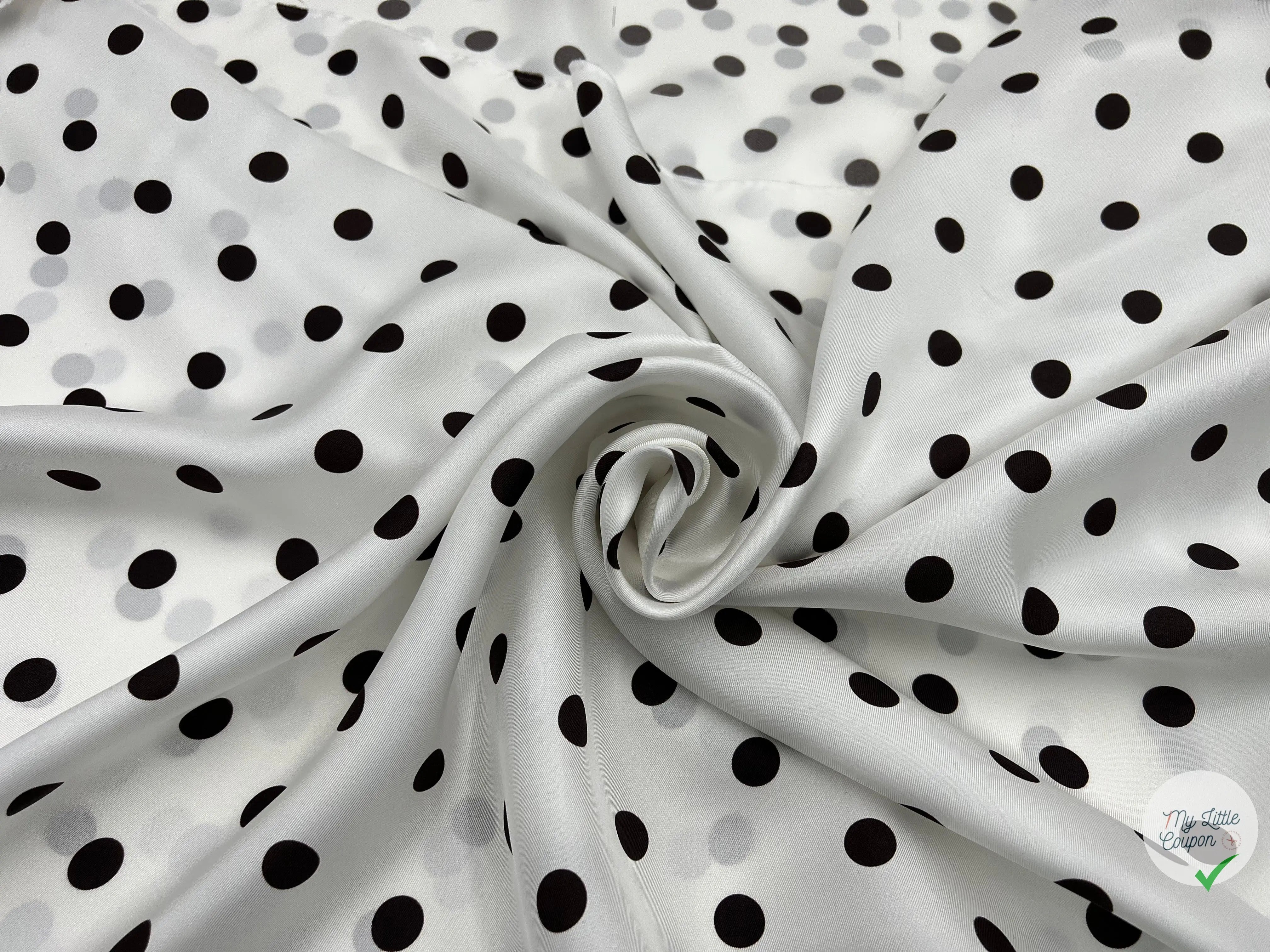 TWILL DE SOIE IMPRIMÉ POIS CHOCO FOND BLANC - coupon de tissu de 3 mètres - My Little Coupon - tissu - coudre