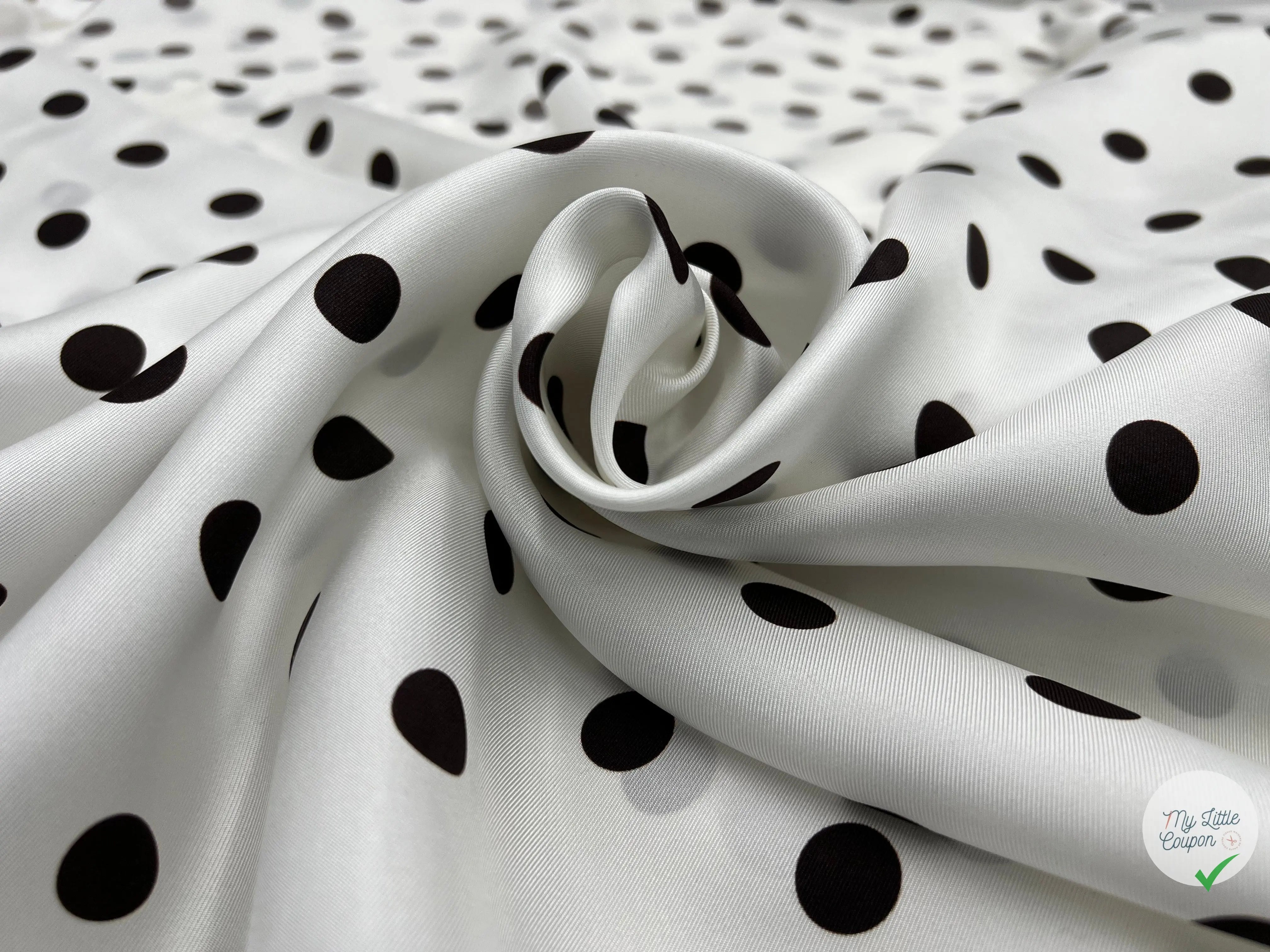 TWILL DE SOIE IMPRIMÉ POIS CHOCO FOND BLANC - coupon de tissu de 3 mètres - My Little Coupon - tissu - coudre