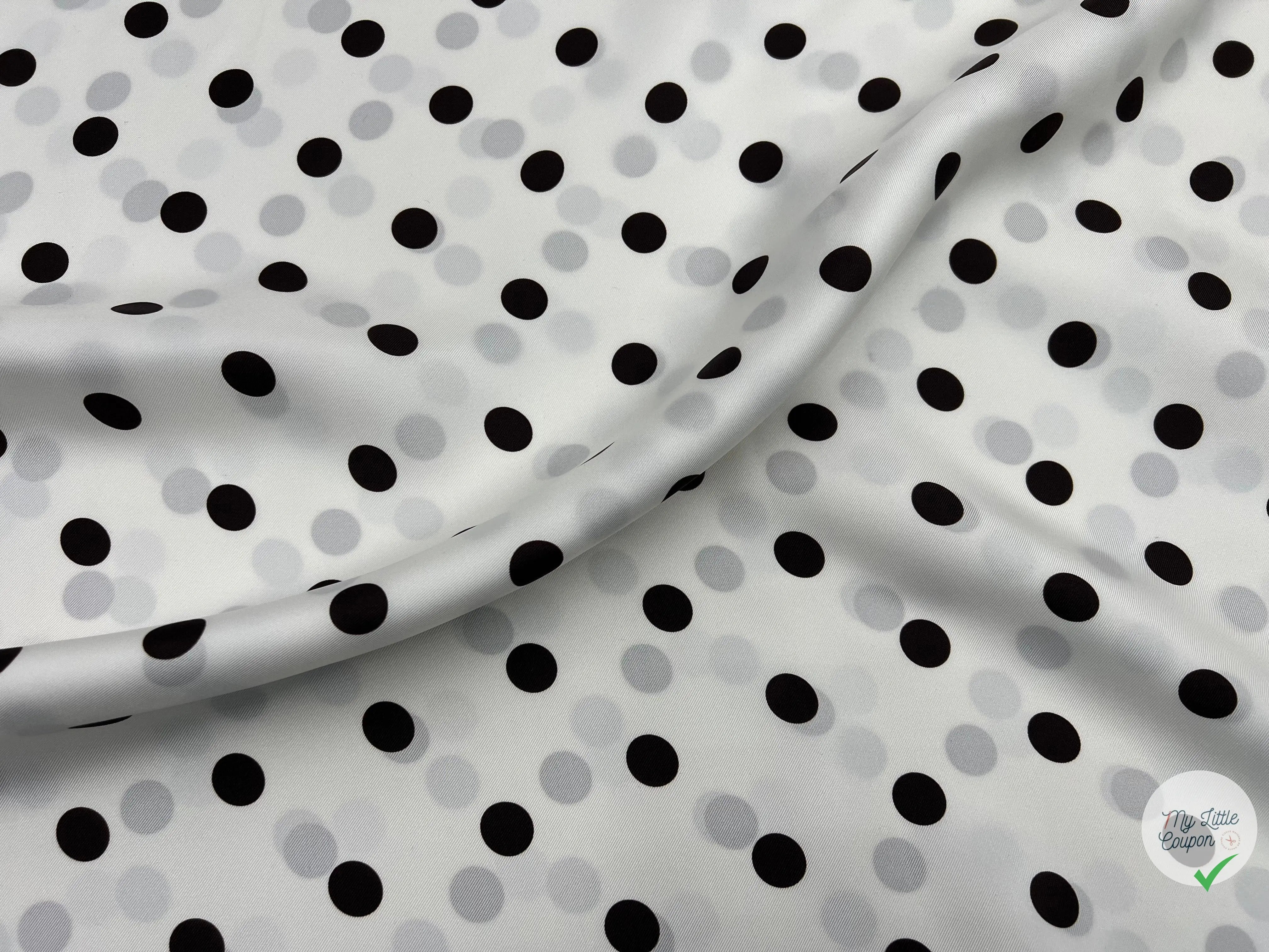 TWILL DE SOIE IMPRIMÉ POIS CHOCO FOND BLANC - coupon de tissu de 3 mètres - My Little Coupon - tissu - coudre