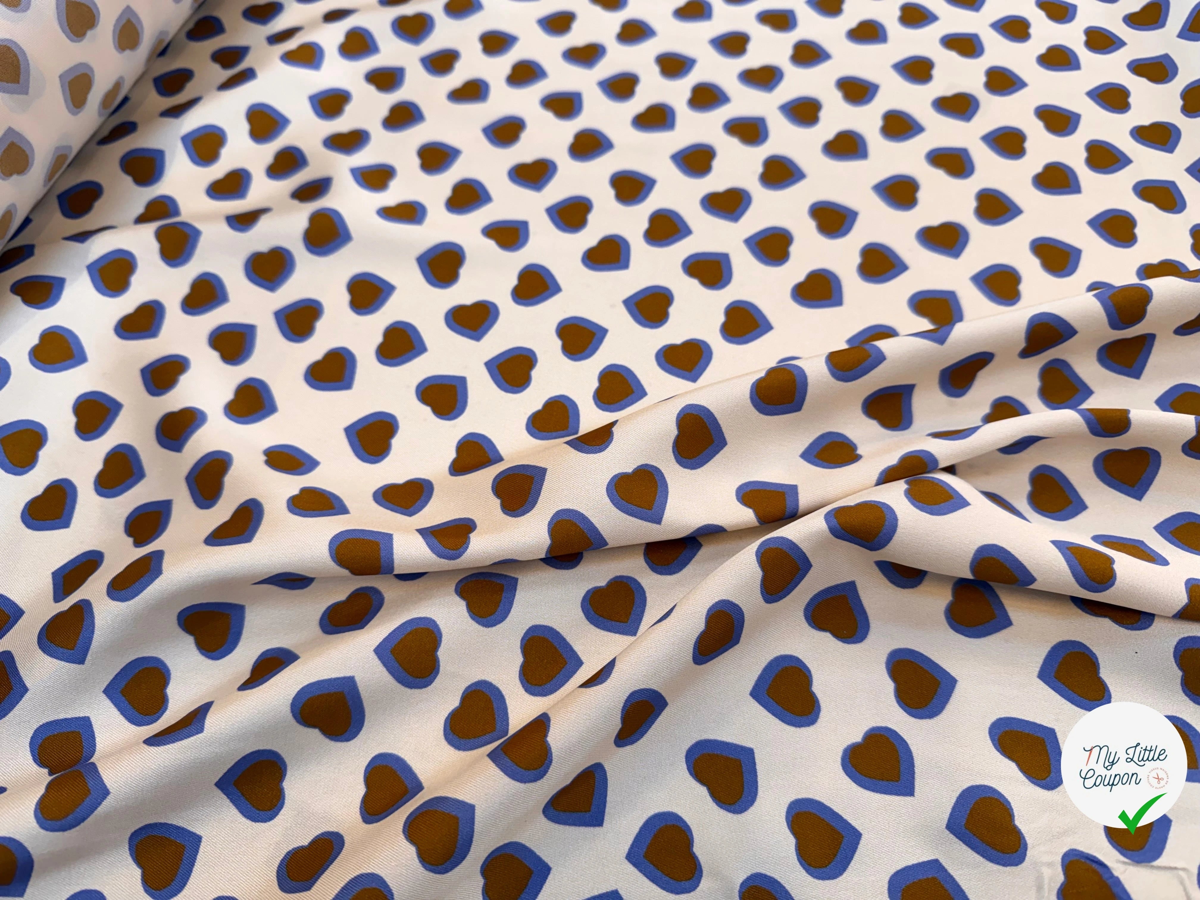 TWILL ISIDORE STAMPATO FOND CRÈME CŒUR CRÈME ET MARRON - My Little Coupon