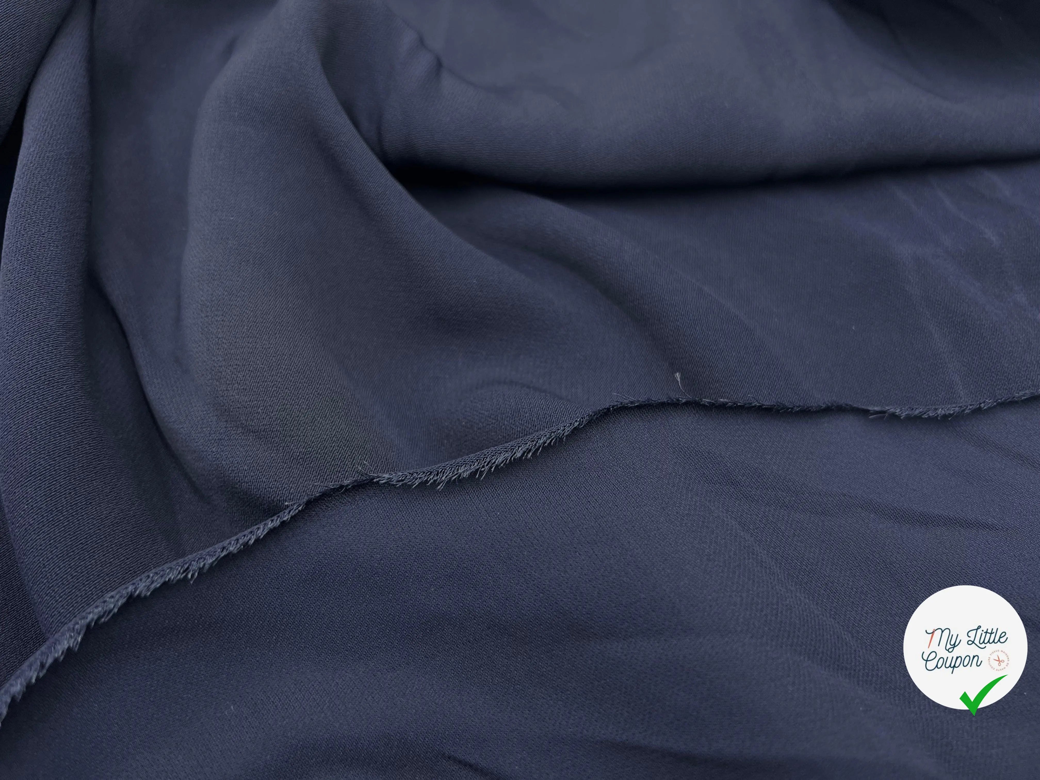TWILL VISCOSE ÉLASTHANNE BLEU MARINE SOUPLE - coupon de tissu de 3 mètres - My Little Coupon - tissu - coudre