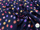 VELOURS BABYCORD FLOWERS – NAVY MULTI - My Little Coupon