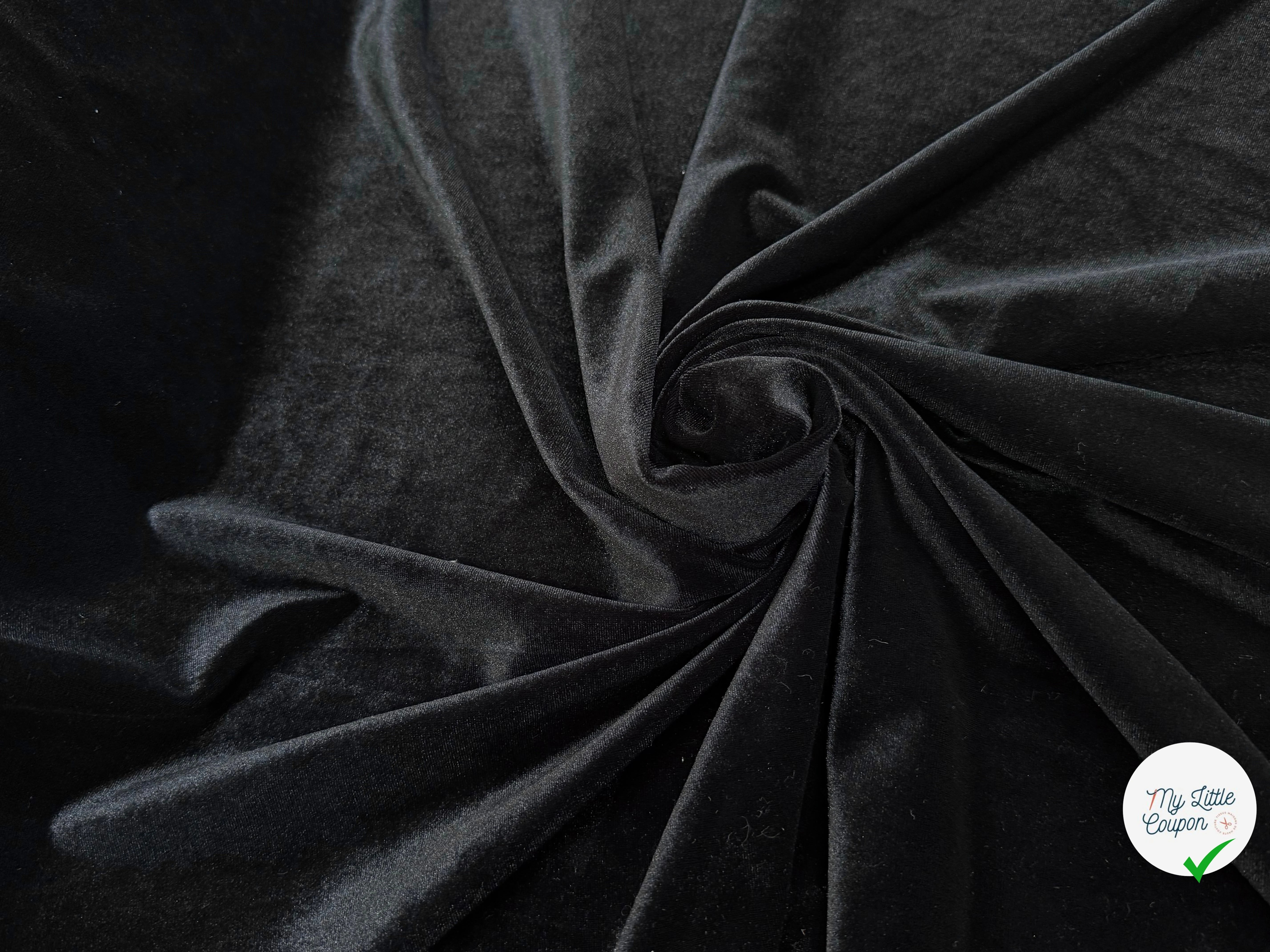 VELOURS CARVICO MAILLE STRETCH NOIR LUXIEUX - My Little Coupon