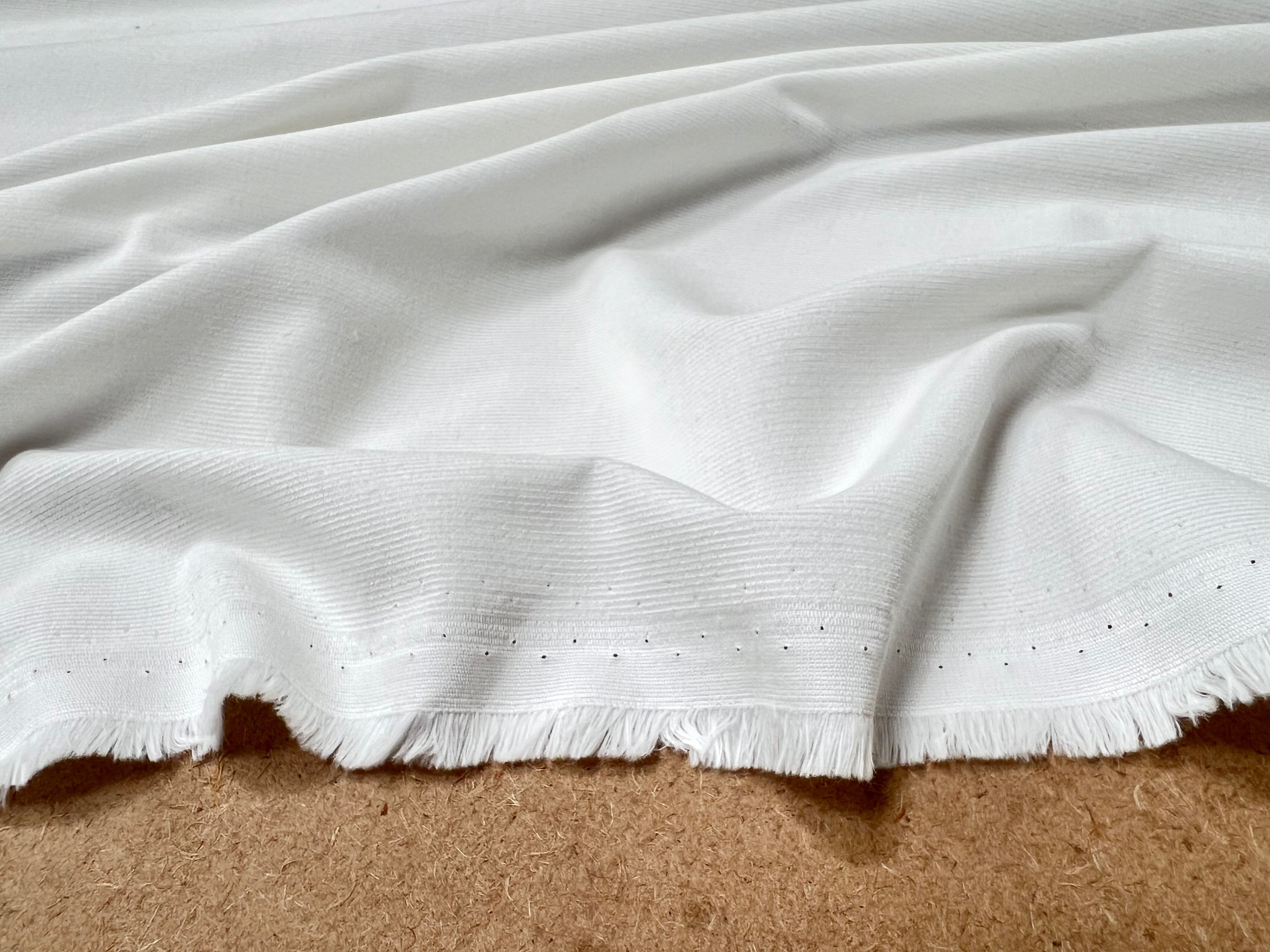 VELOURS CHEMISE 1500 RAIES PURE COTON BLANC - My Little Coupon