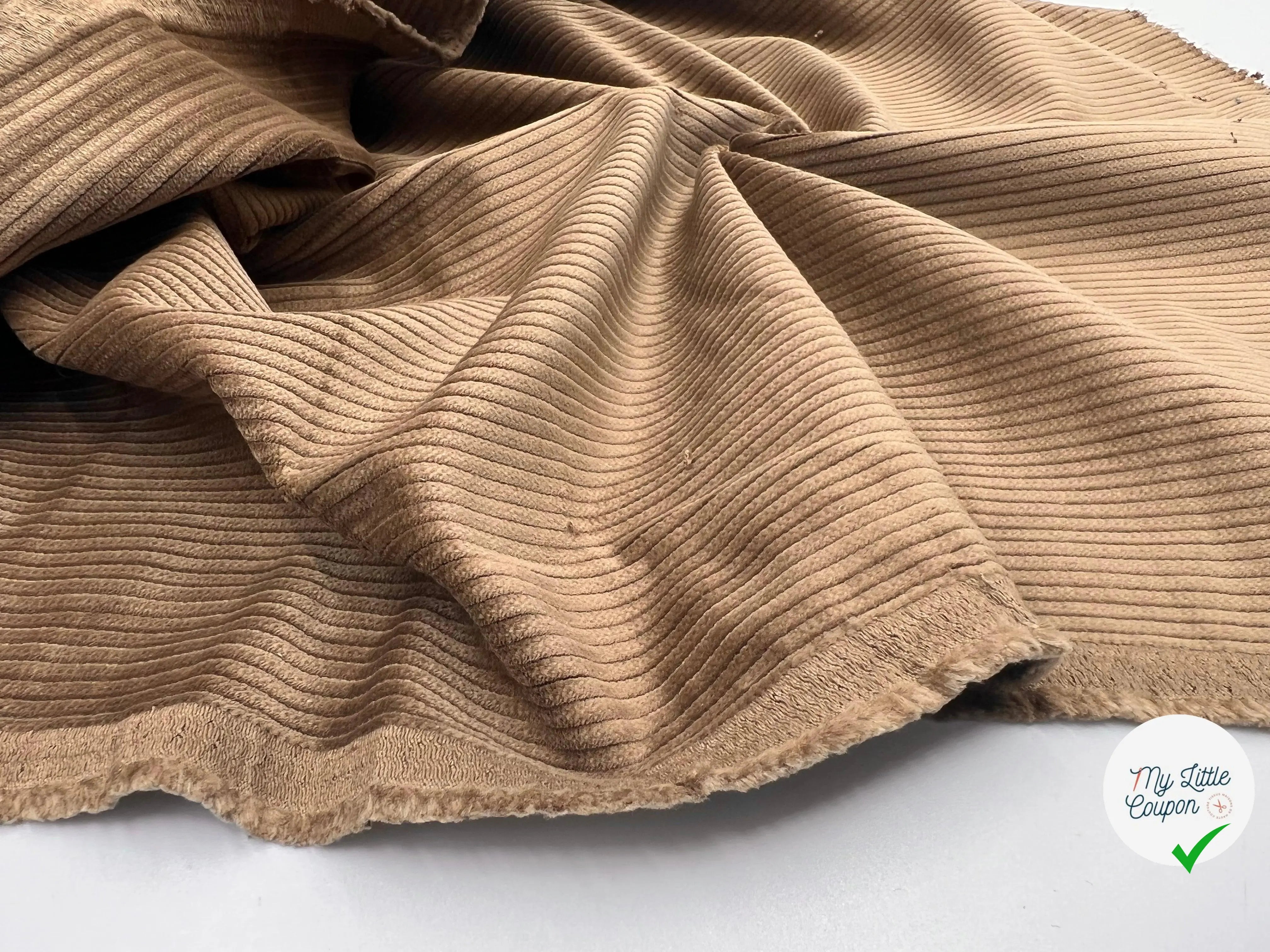 VELOURS CÔTELÉ 300 RAIES CARAMEL - My Little Coupon - tissu - coudre