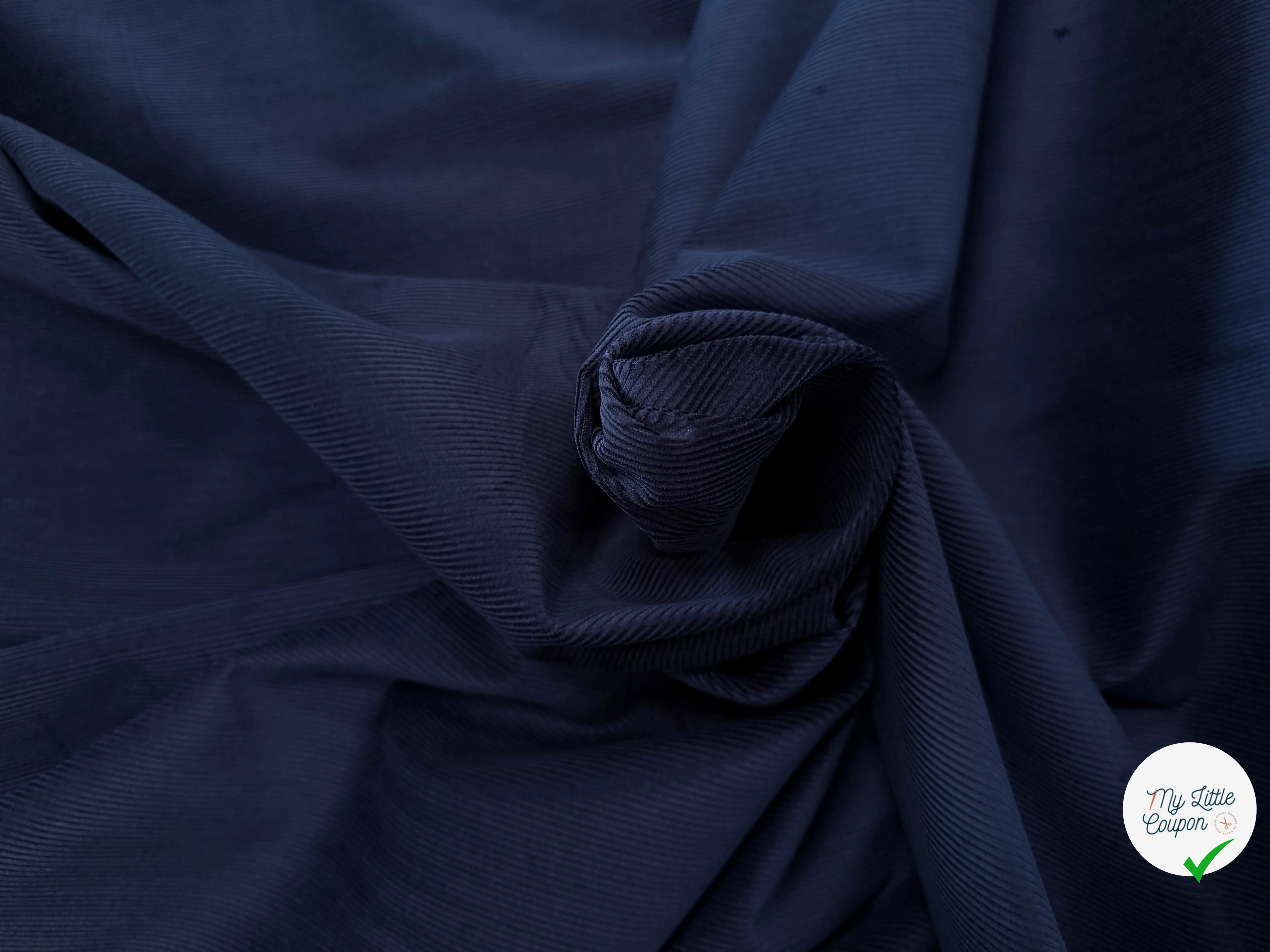 VELOURS COTELE EN COTON 1000 RAIES BLEU MARINE - My Little Coupon