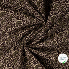 VELOURS CÔTELÉ IMPRIMÉ PETITES FLEURS BRUN FONCÉ - drapé
