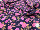 VELOURS COTON BABYCORD FOIL FLOWERS – NAVY - My Little Coupon