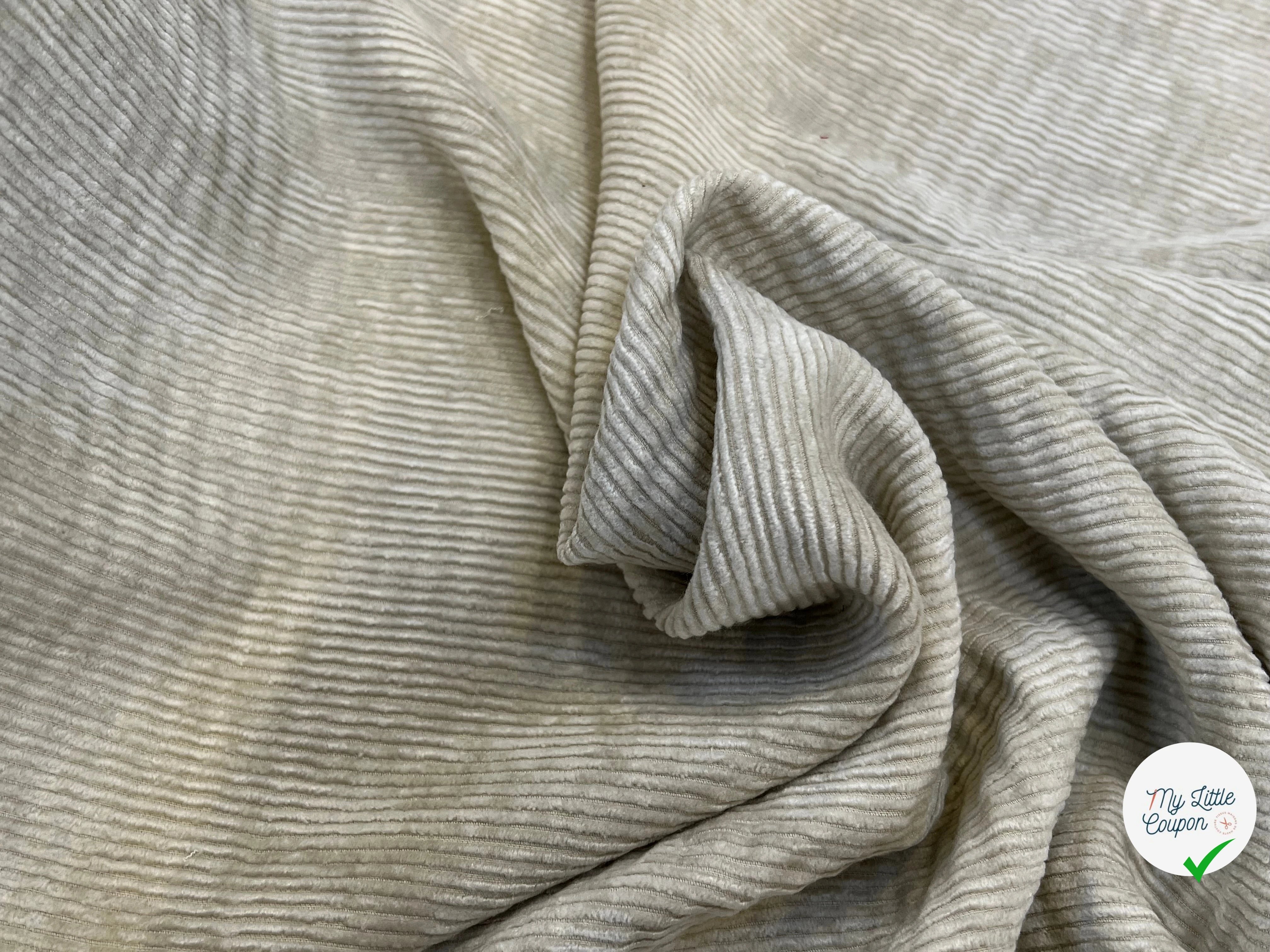 VELOURS DE COTON 500 RAIES BEIGE CLAIR 140CM - My Little Coupon