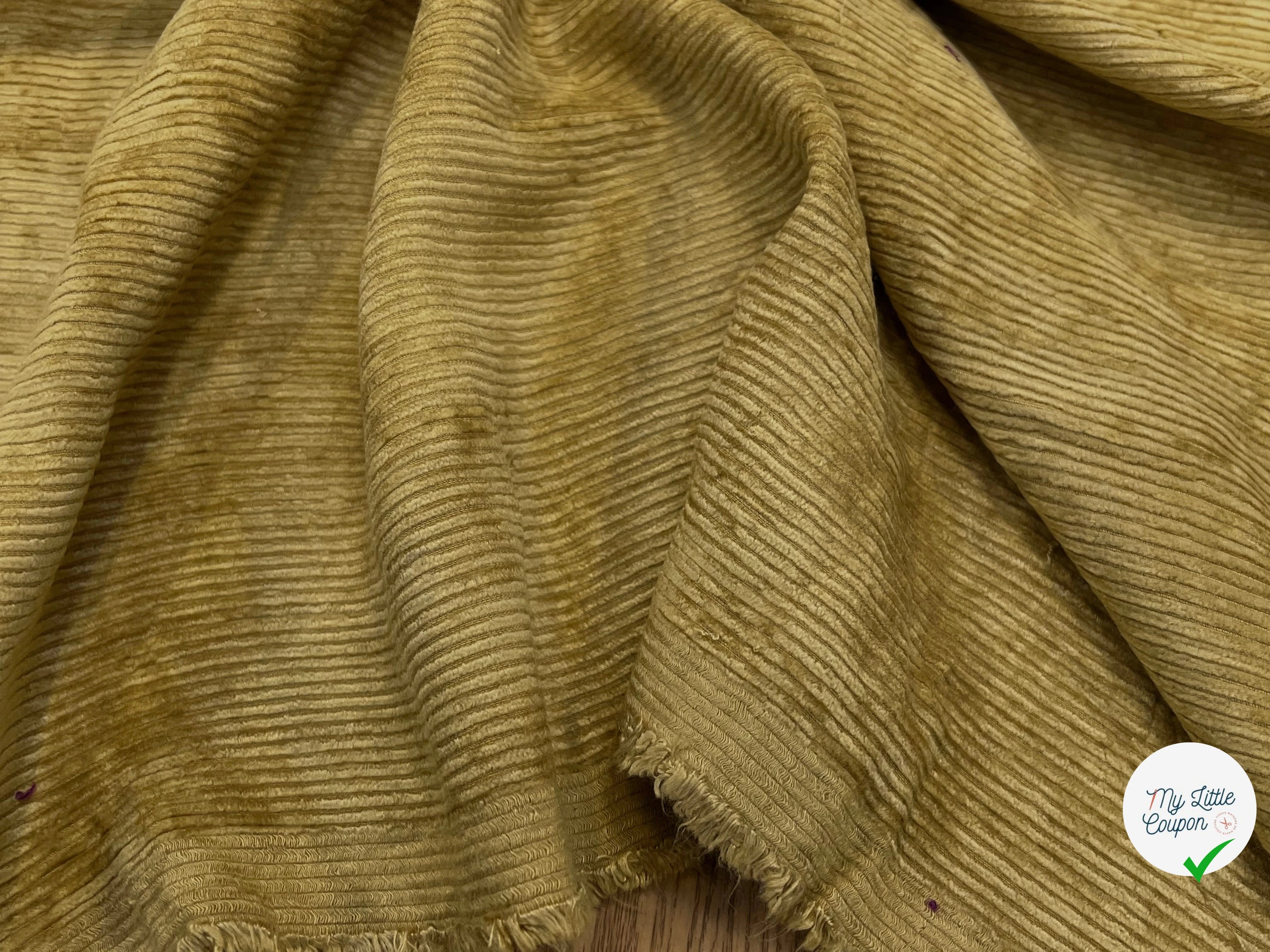 VELOURS DE COTON 500 RAIES JAUNE MOUTARDE 140CM - My Little Coupon