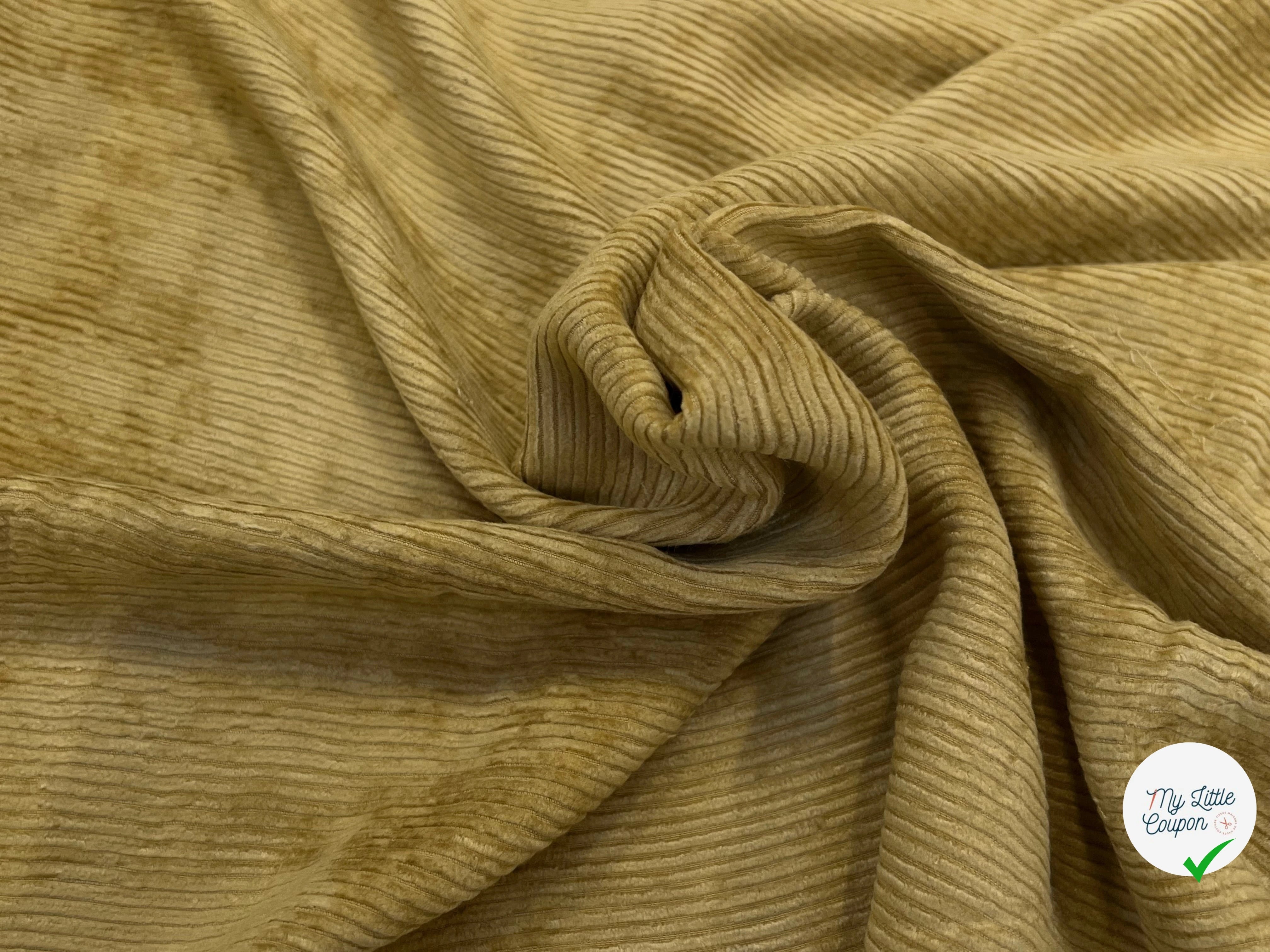 VELOURS DE COTON 500 RAIES JAUNE MOUTARDE 140CM - My Little Coupon