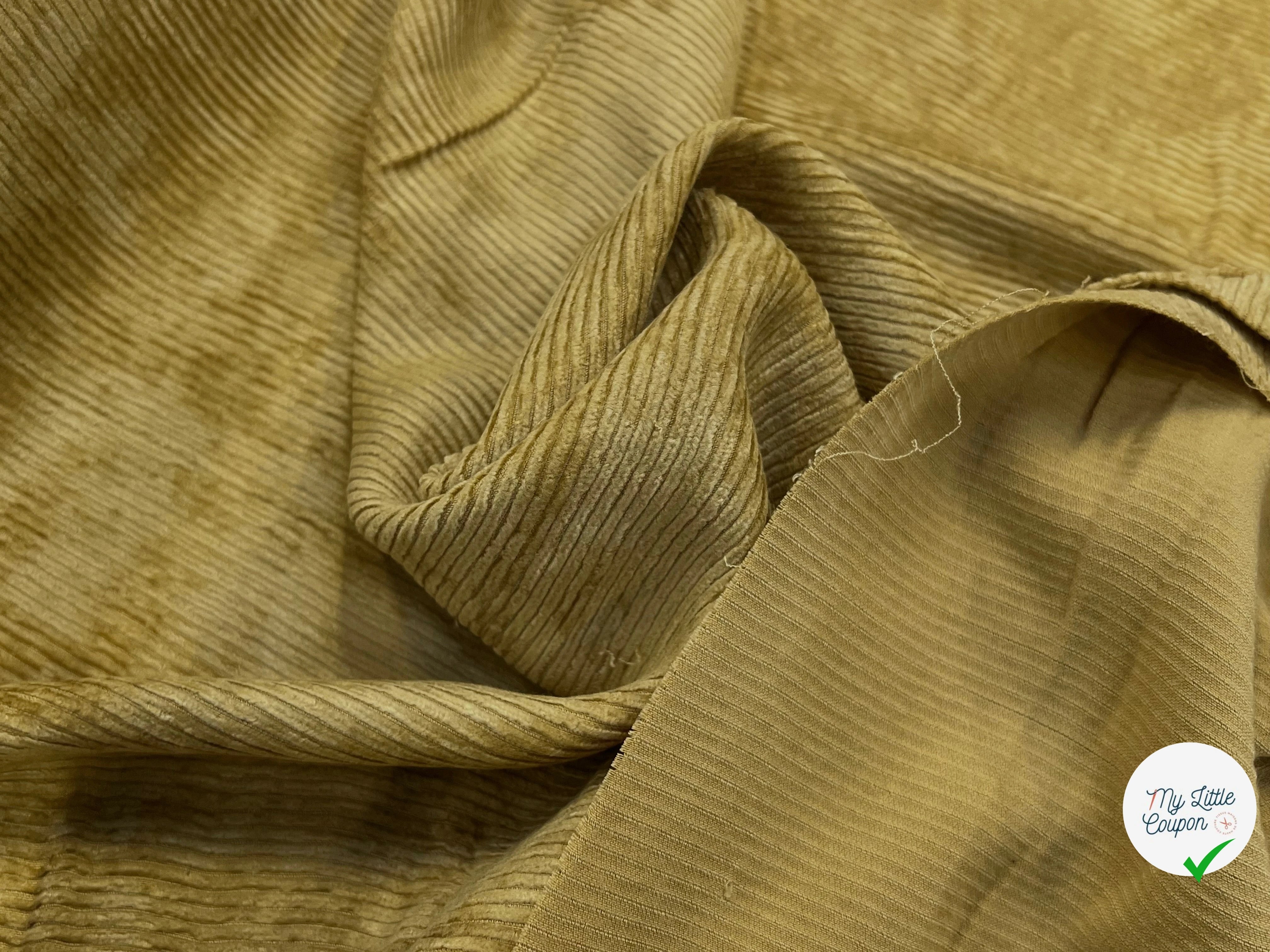 VELOURS DE COTON 500 RAIES JAUNE MOUTARDE 140CM - My Little Coupon