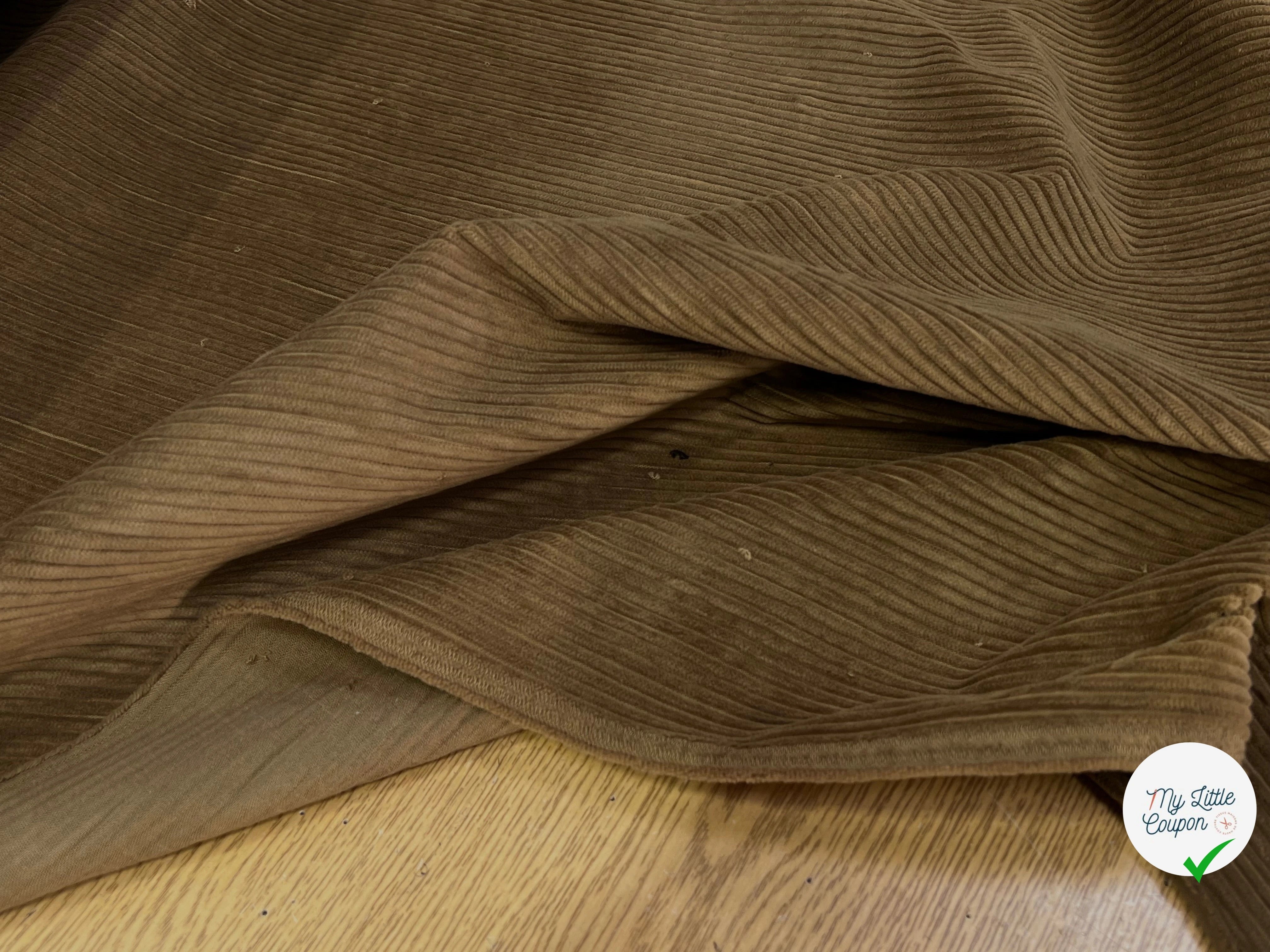 VELOURS DE COTON CLASSIC 500 RAIES BEIGE MARRONÉ - My Little Coupon