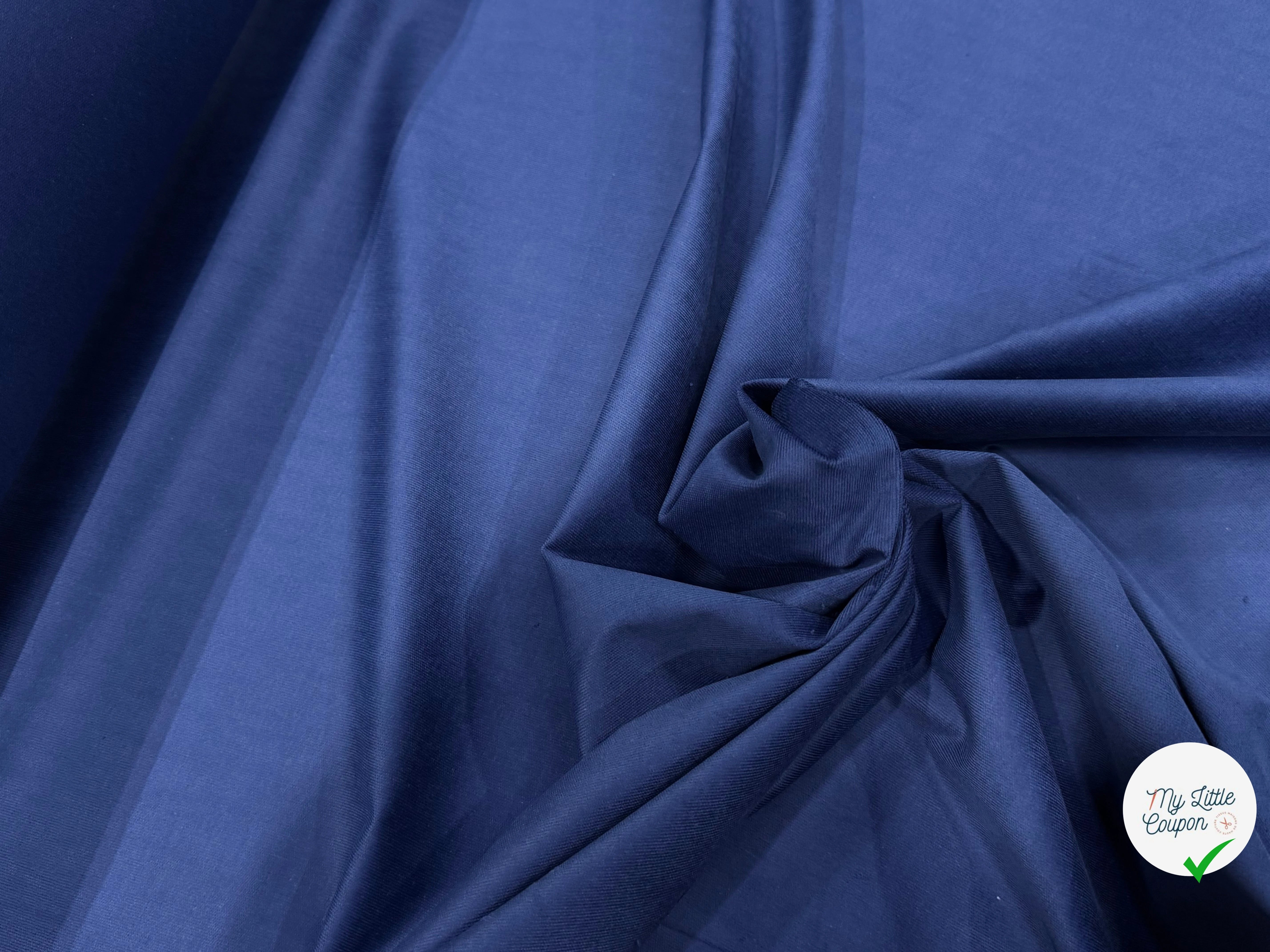 VELOURS DE COTON CLASSIQUE 1000 RAIES STRETCH BLEU 97% COTON - My Little Coupon