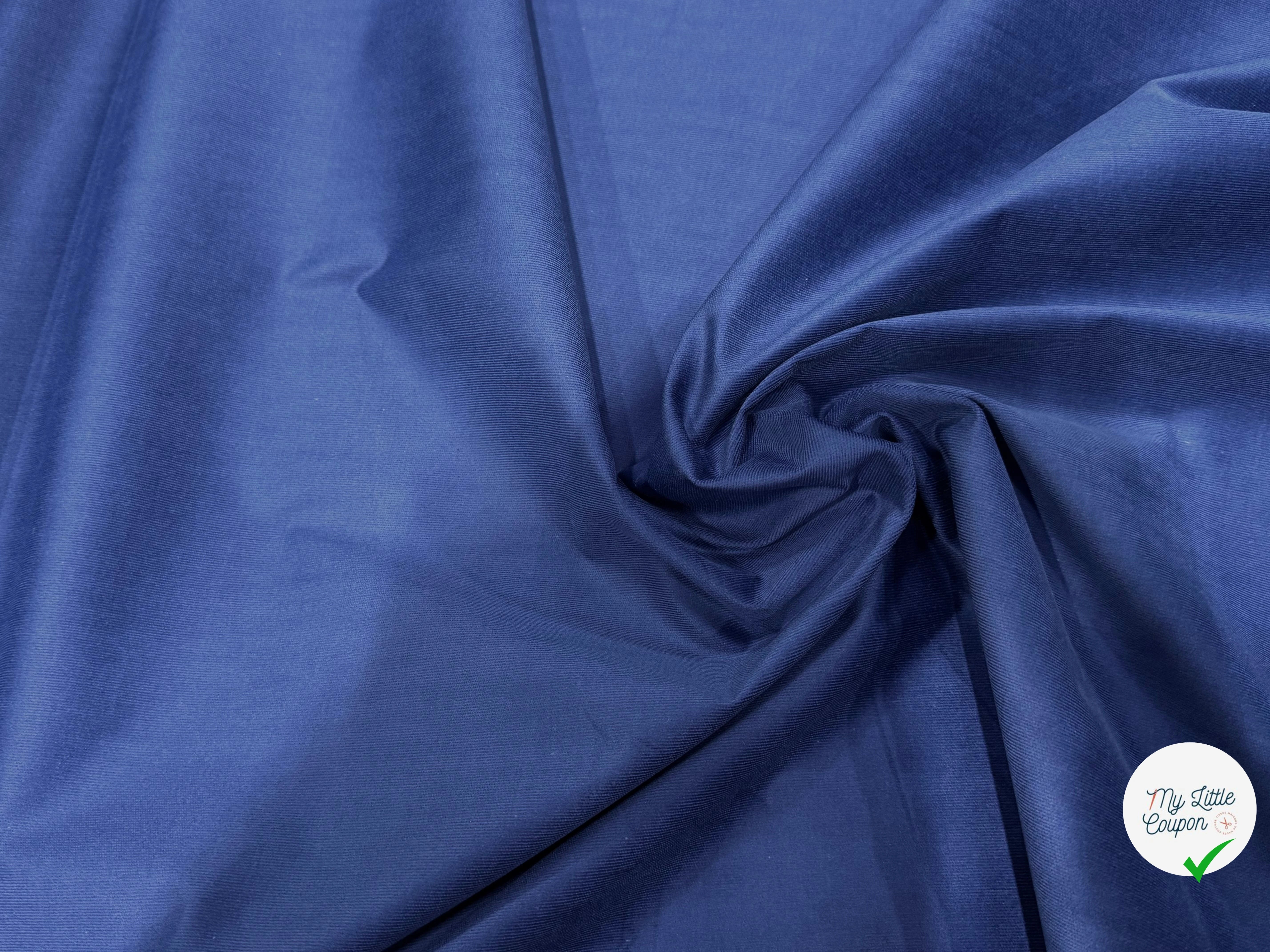VELOURS DE COTON CLASSIQUE 1000 RAIES STRETCH BLEU 97% COTON - My Little Coupon