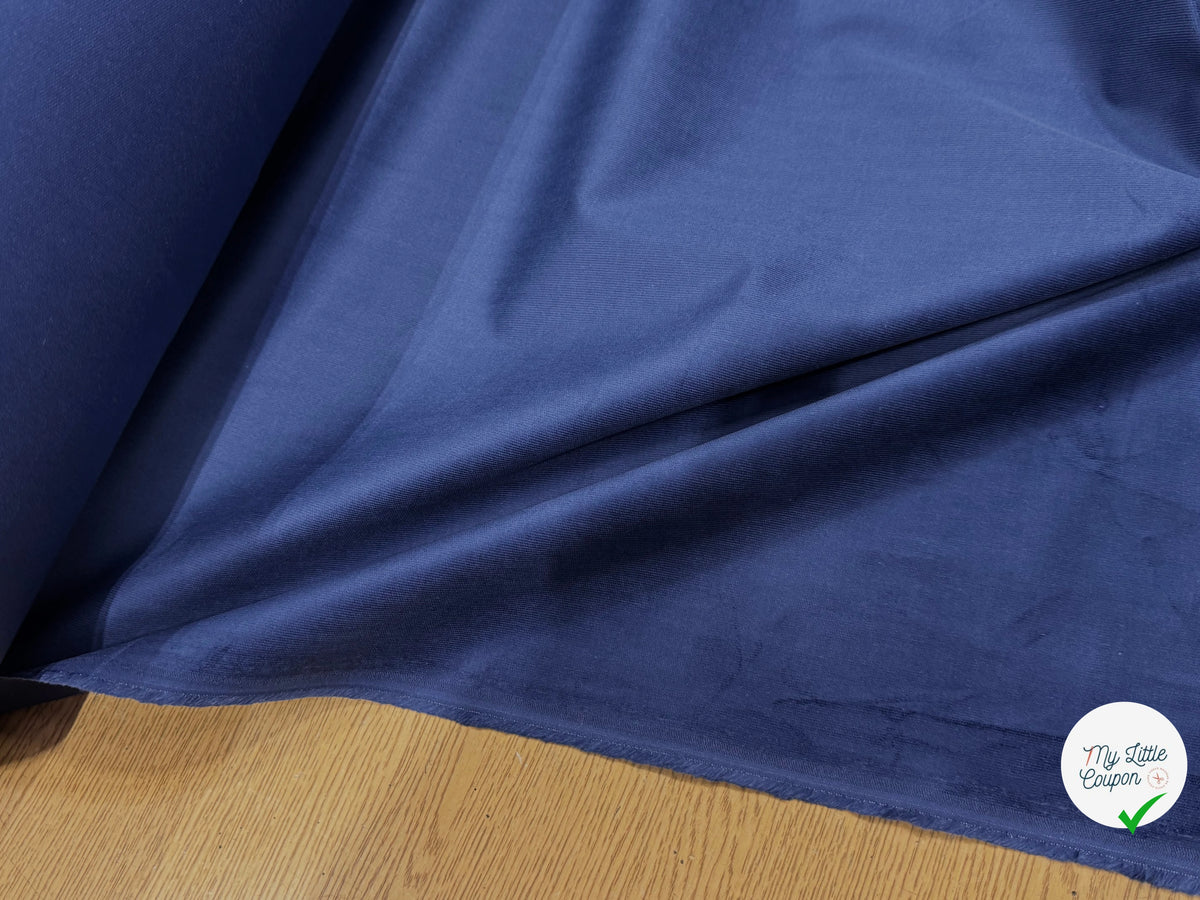 VELOURS DE COTON CLASSIQUE 1000 RAIES STRETCH BLEU 97% COTON - My Little Coupon