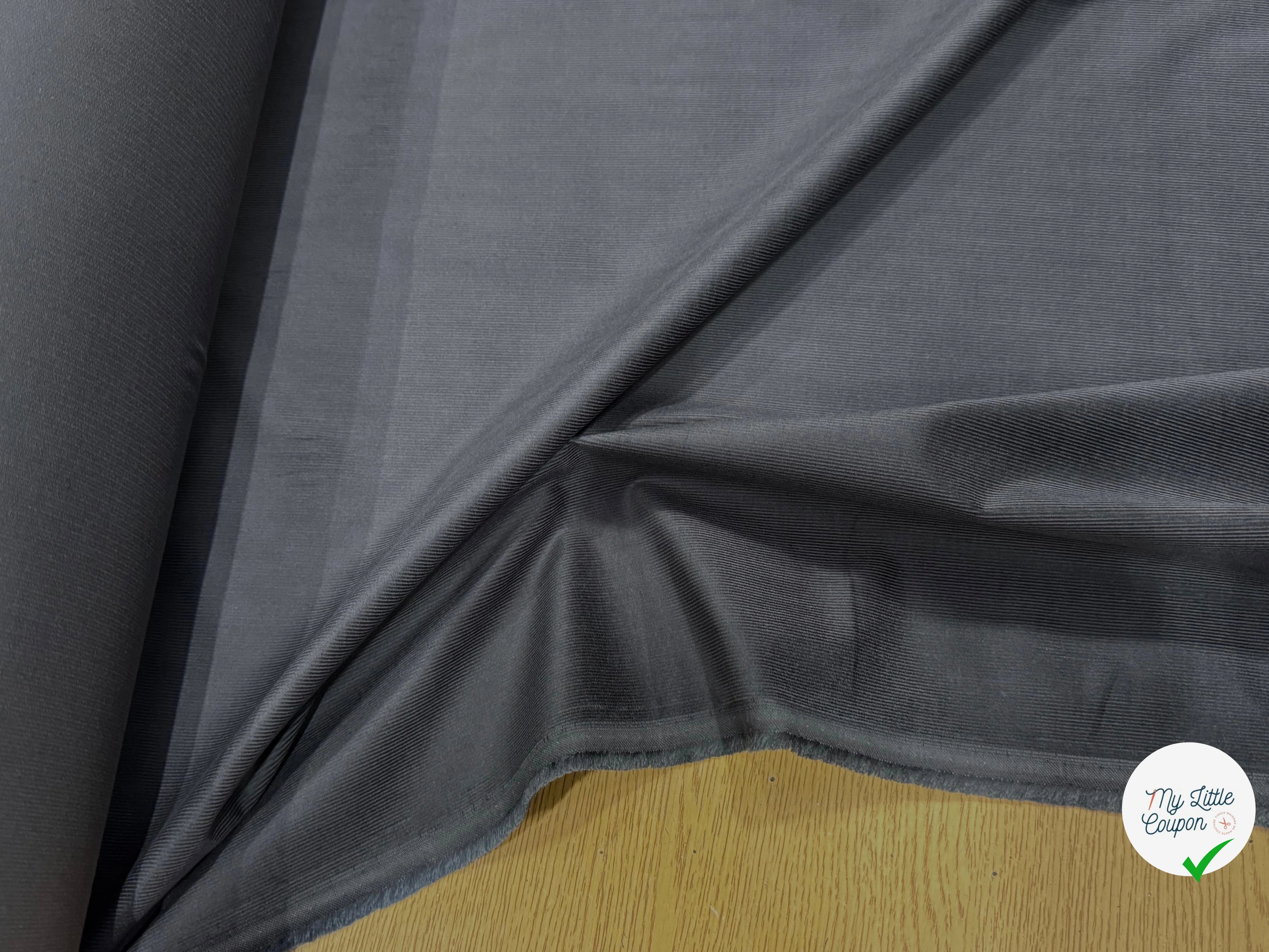 VELOURS DE COTON CLASSIQUE 1000 RAIES STRETCH GRIS 98% COTON - My Little Coupon