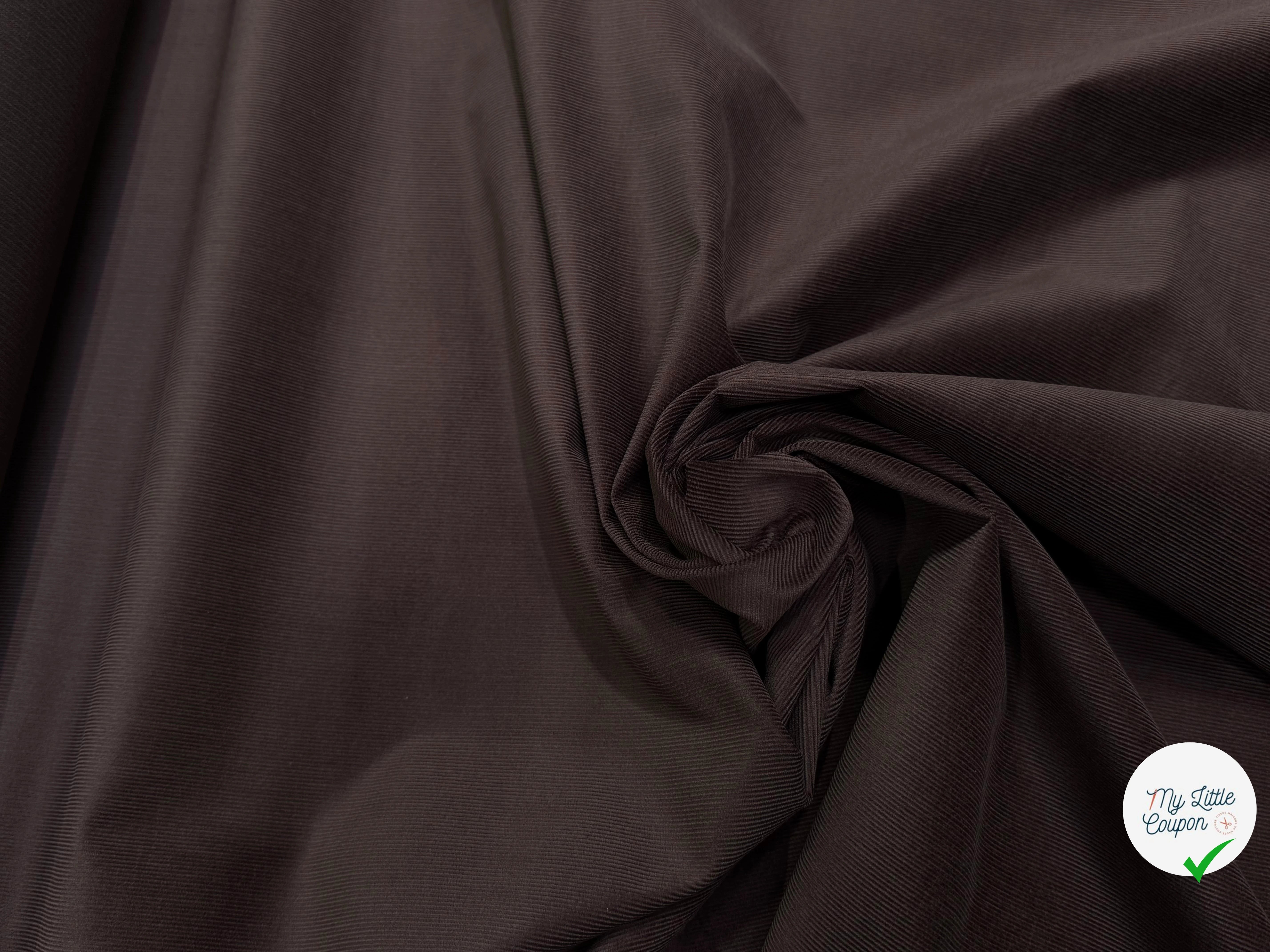 VELOURS DE COTON CLASSIQUE 1000 RAIES STRETCH MARRON FONCÉ 98% COTON - My Little Coupon