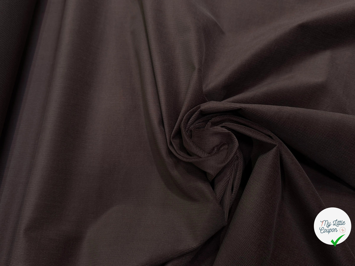 VELOURS DE COTON CLASSIQUE 1000 RAIES STRETCH MARRON FONCÉ 98% COTON - My Little Coupon