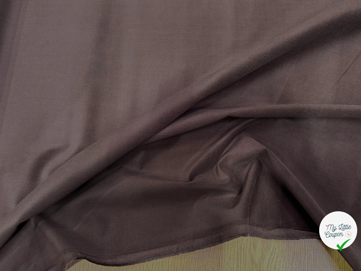 VELOURS DE COTON CLASSIQUE 1000 RAIES STRETCH MARRON FONCÉ 98% COTON - My Little Coupon