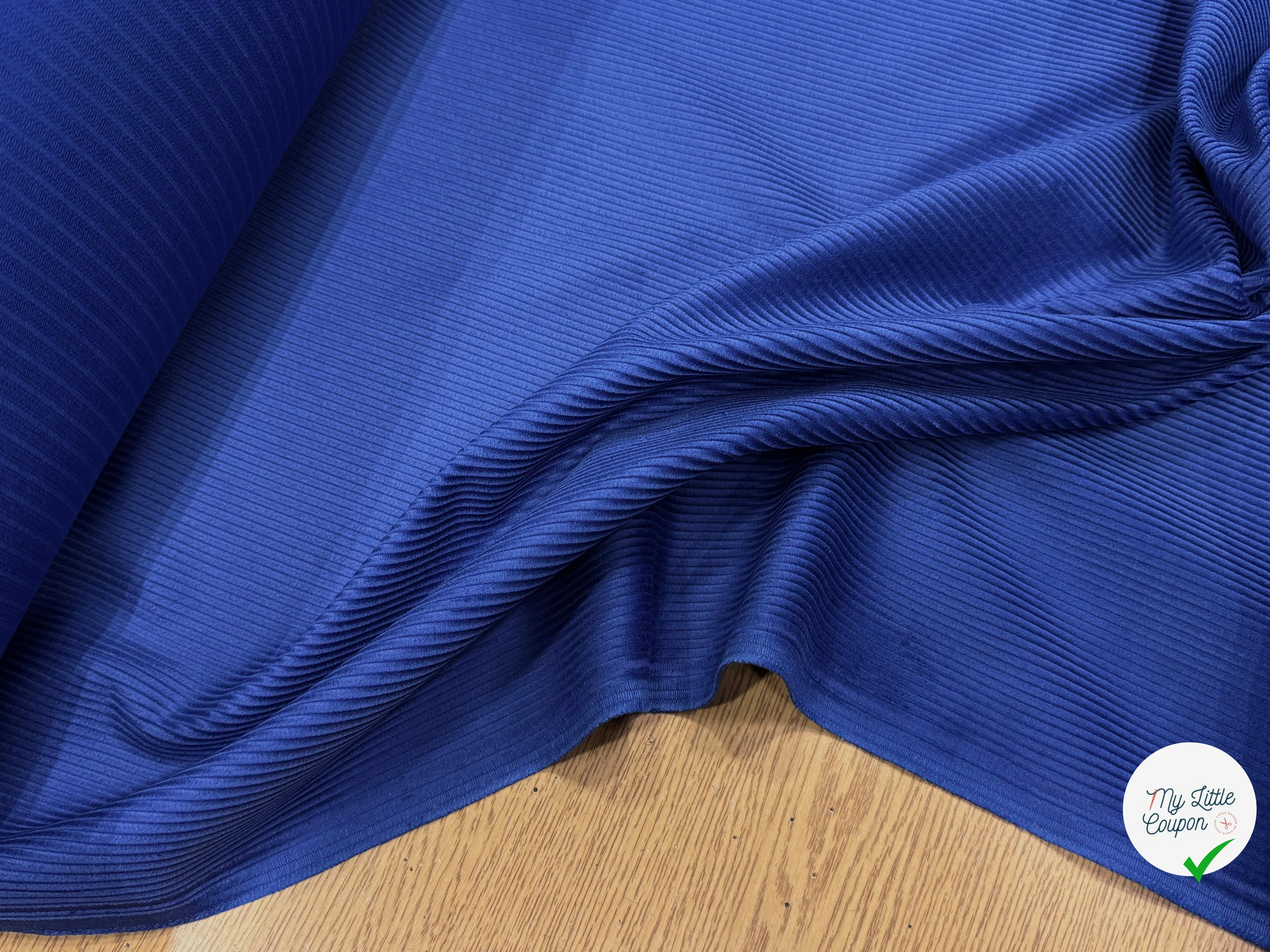 VELOURS DE COTON CLASSIQUE 300 RAIES BLEU 100% COTON - My Little Coupon