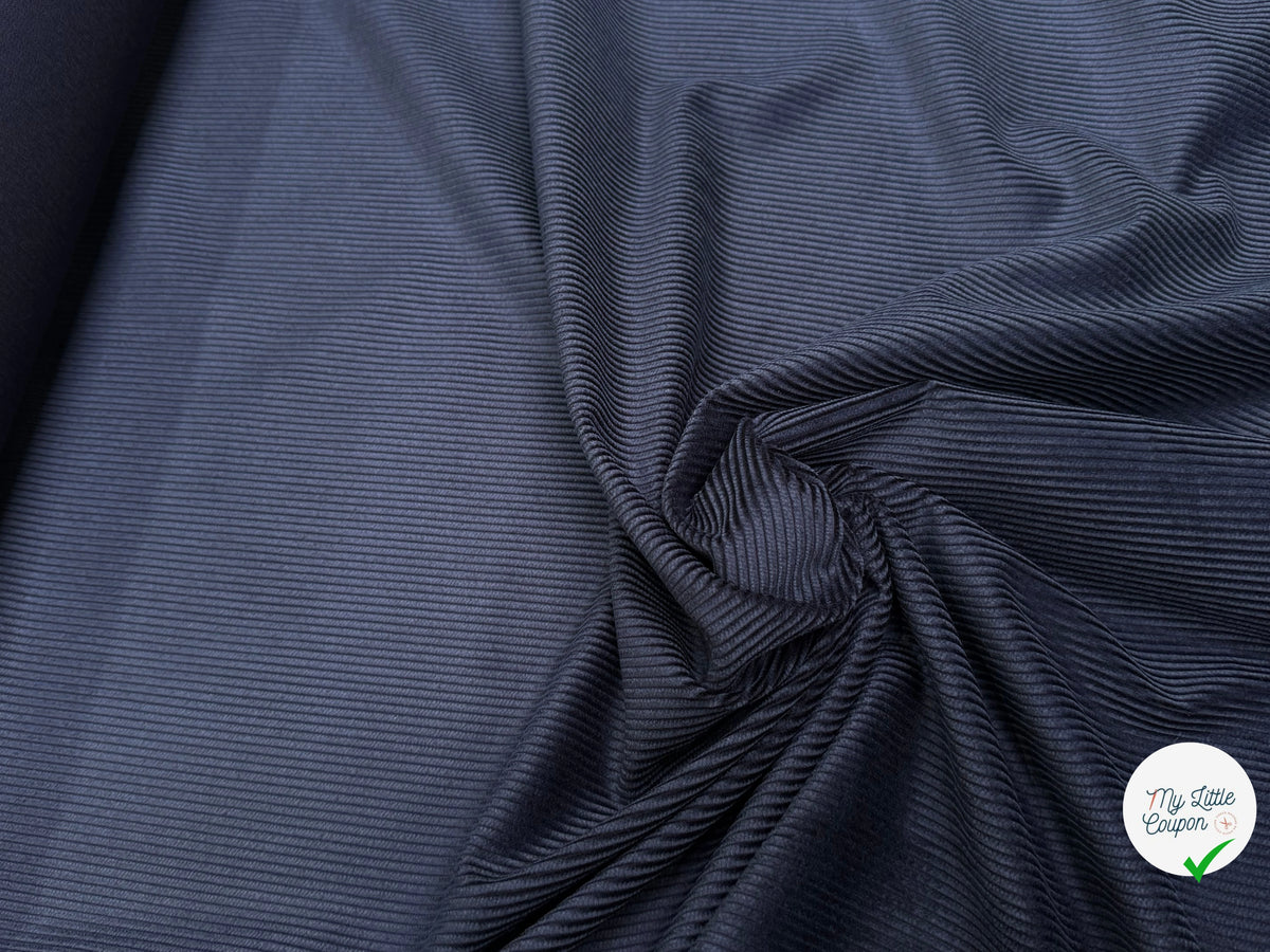 VELOURS DE COTON CLASSIQUE 300 RAIES BLEU MARINE 100% COTON - My Little Coupon
