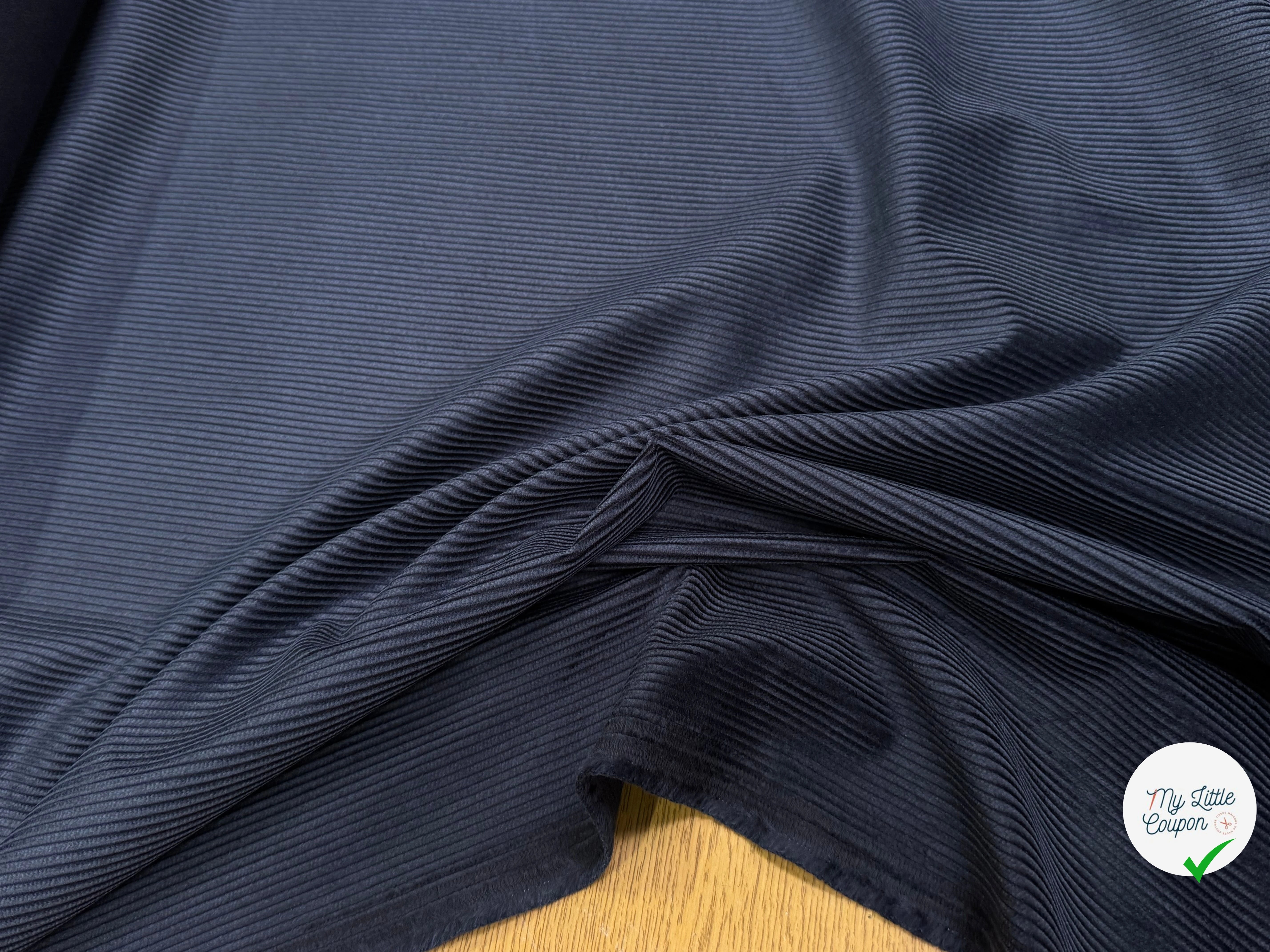VELOURS DE COTON CLASSIQUE 300 RAIES BLEU MARINE 100% COTON - My Little Coupon