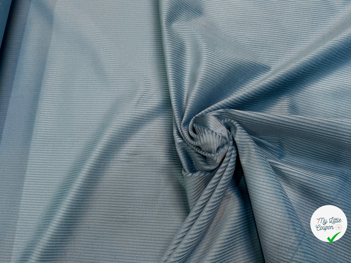 VELOURS DE COTON CLASSIQUE 300 RAIES STRETCH BLEU 98% COTON - My Little Coupon