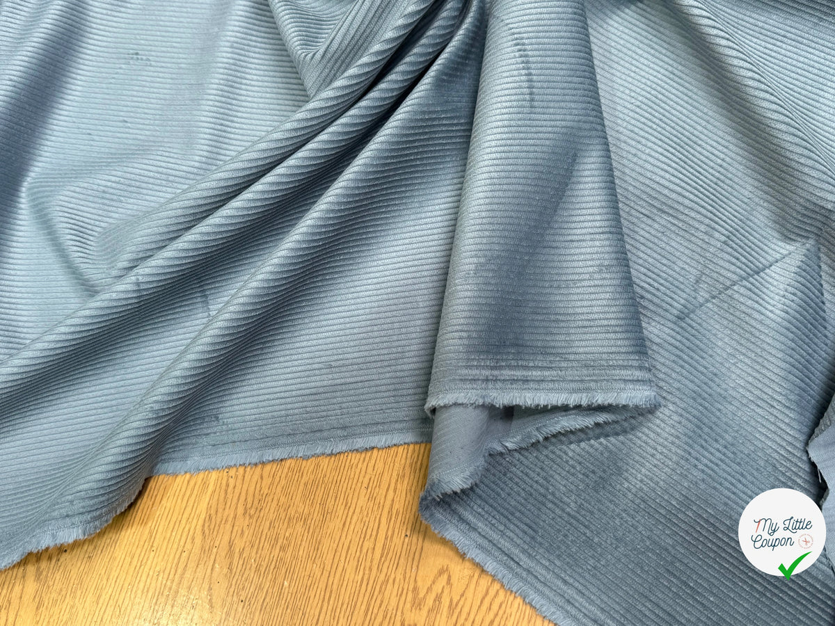 VELOURS DE COTON CLASSIQUE 300 RAIES STRETCH BLEU 98% COTON - My Little Coupon