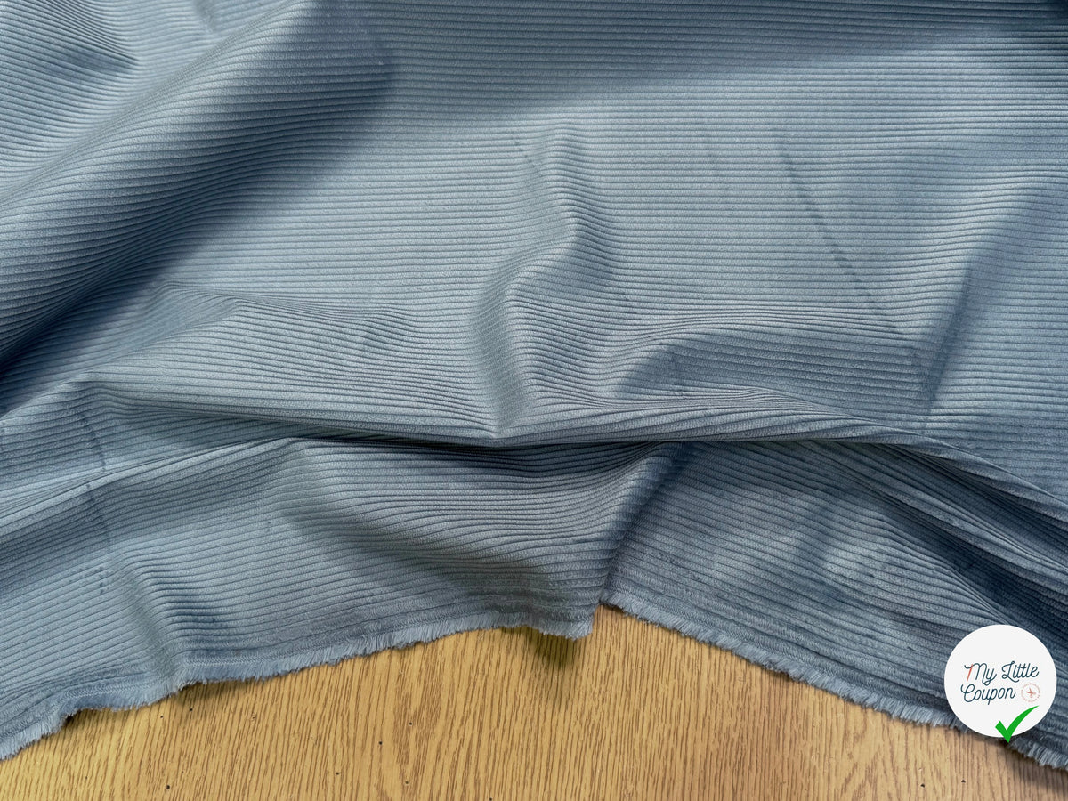 VELOURS DE COTON CLASSIQUE 300 RAIES STRETCH BLEU 98% COTON - My Little Coupon