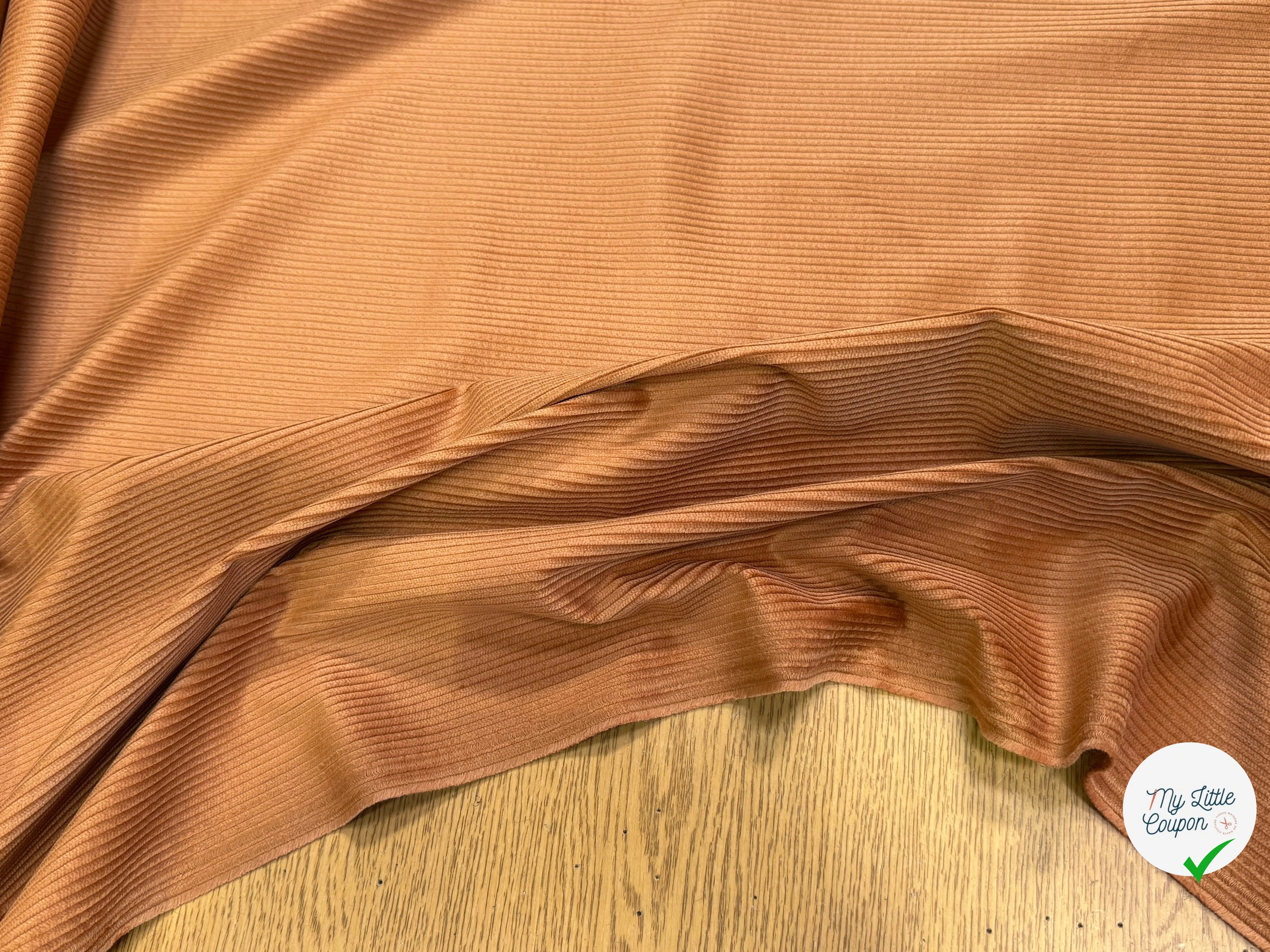 VELOURS DE COTON CLASSIQUE 300 RAIES STRETCH BRUN 98% COTON - My Little Coupon