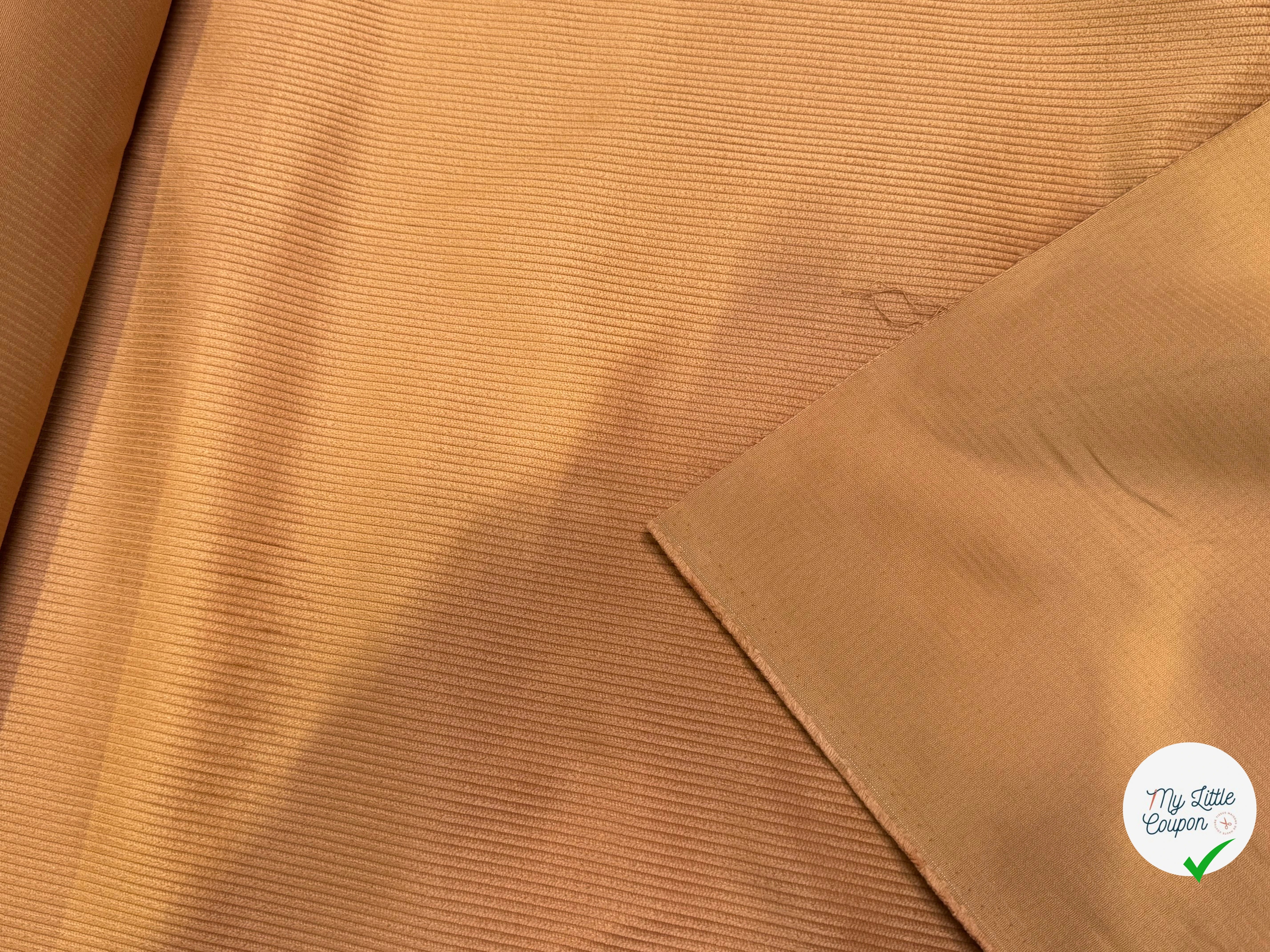 VELOURS DE COTON CLASSIQUE 300 RAIES STRETCH BRUN 98% COTON - My Little Coupon