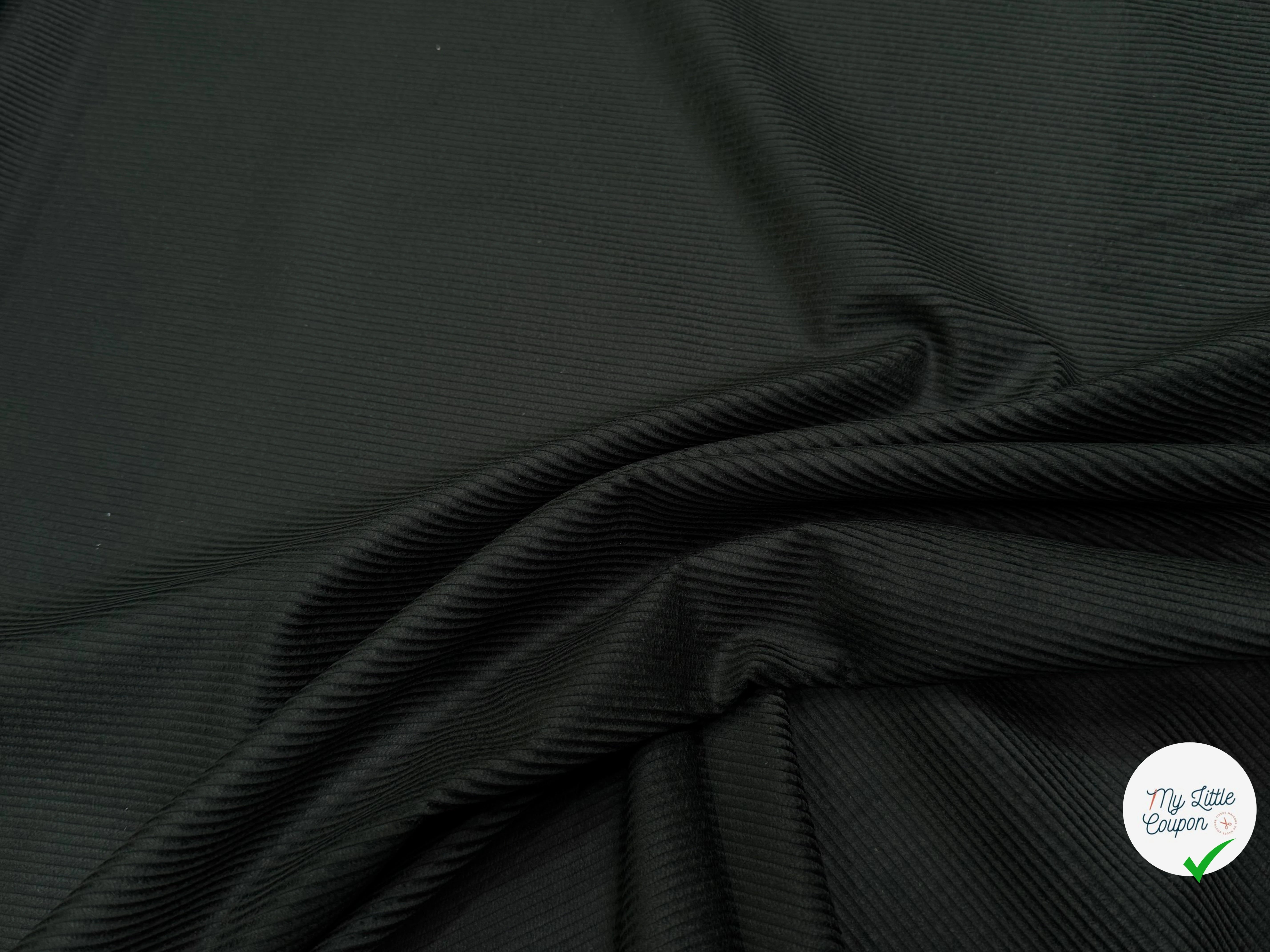 VELOURS DE COTON CLASSIQUE 300 RAIES VERT FONCÉ 100% COTON - My Little Coupon