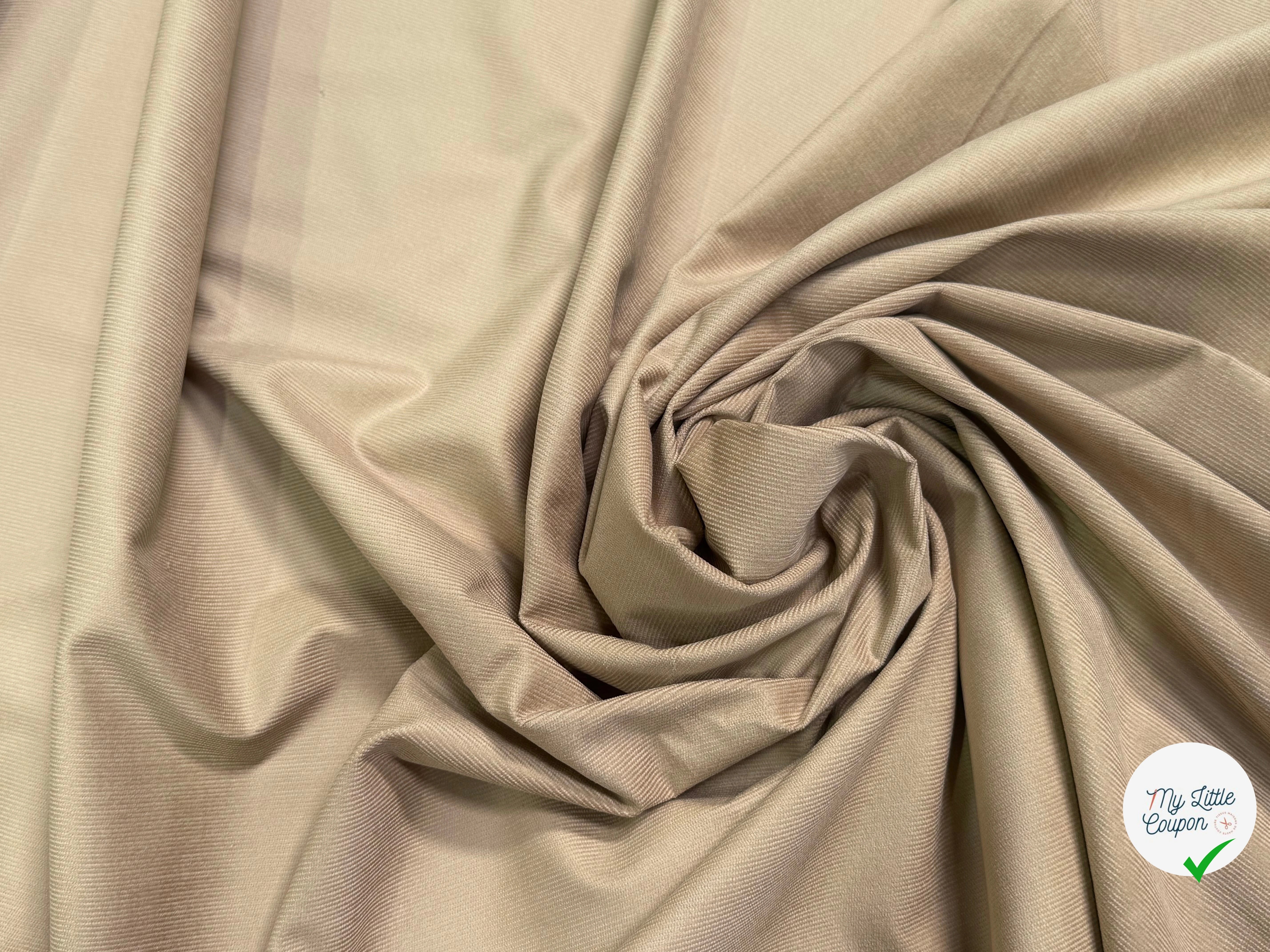 VELOURS DE COTON CLASSIQUE 800 RAIES STRETCH BEIGE 98% COTON - My Little Coupon