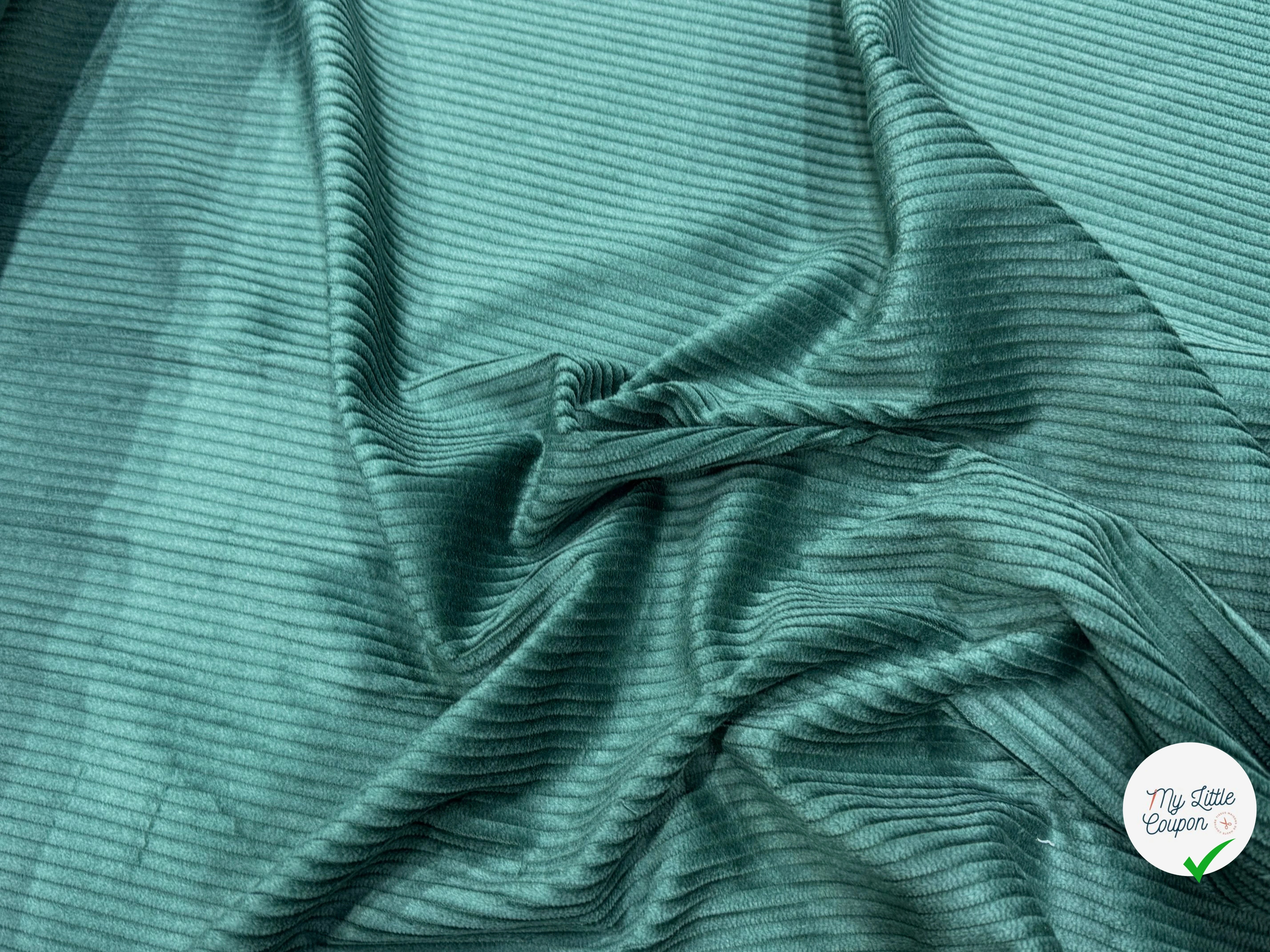 VELOURS DE COTON CLASSIQUE CÂBLÉ VERT FONCÉ 85% COTON - My Little Coupon