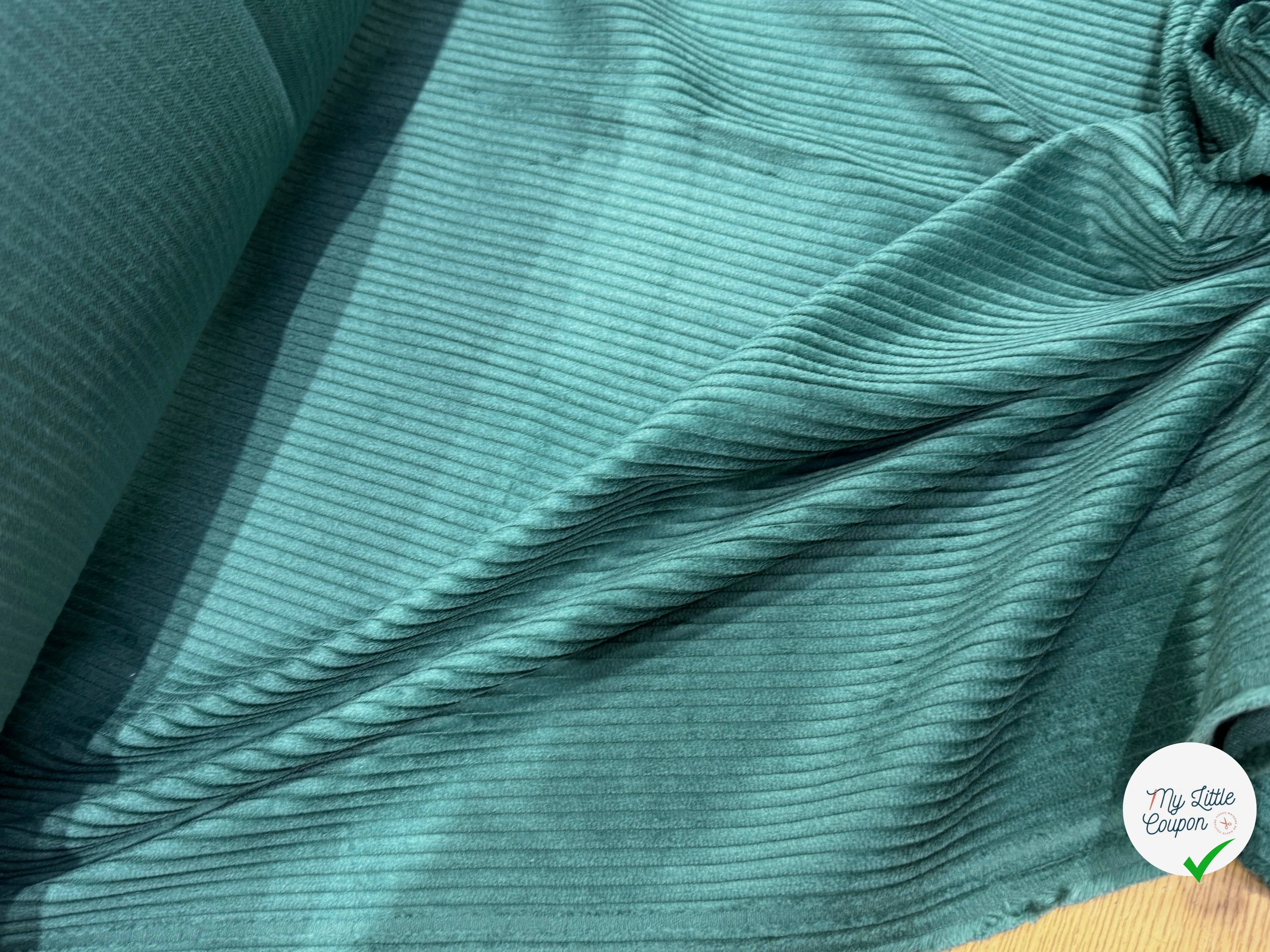 VELOURS DE COTON CLASSIQUE CÂBLÉ VERT FONCÉ 85% COTON - My Little Coupon