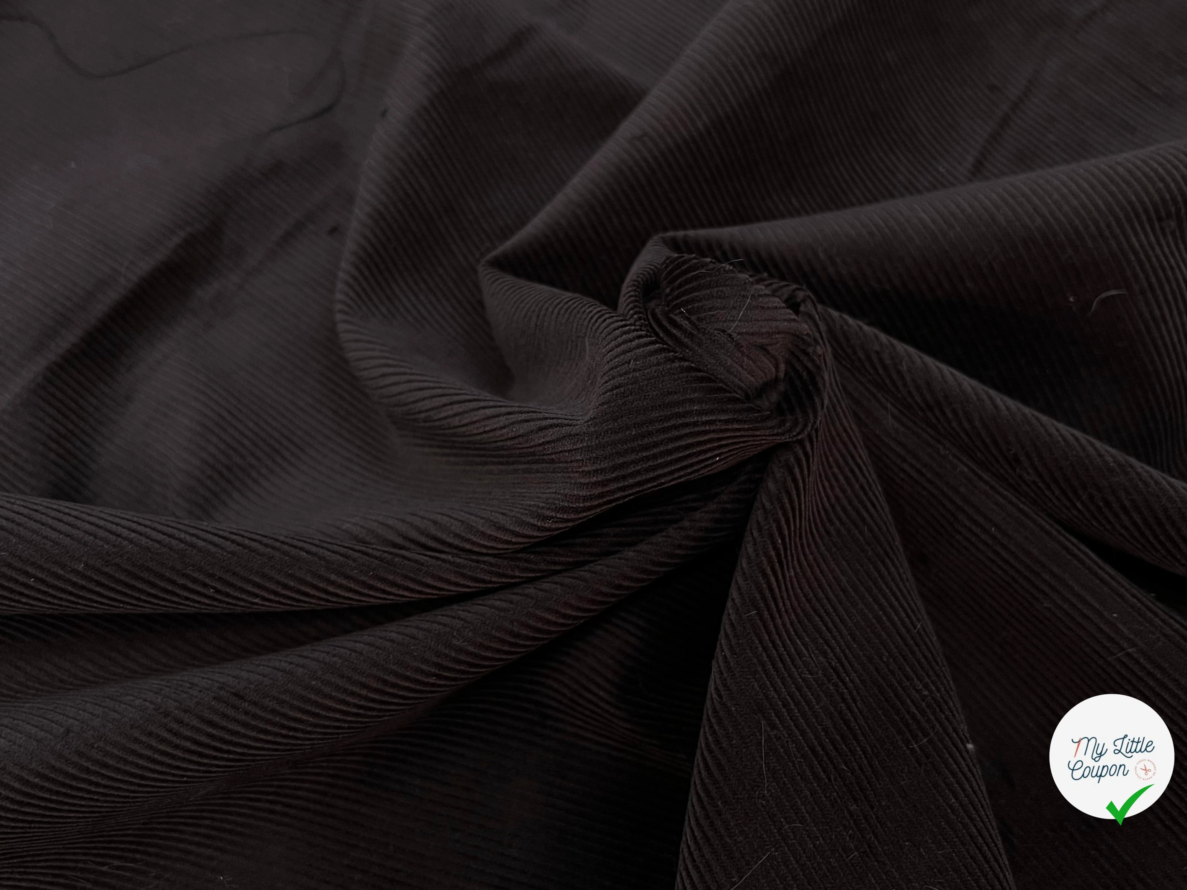 VELOURS DE COTON COTELÉ 1000 RAIES MARRON FONCÉ - My Little Coupon