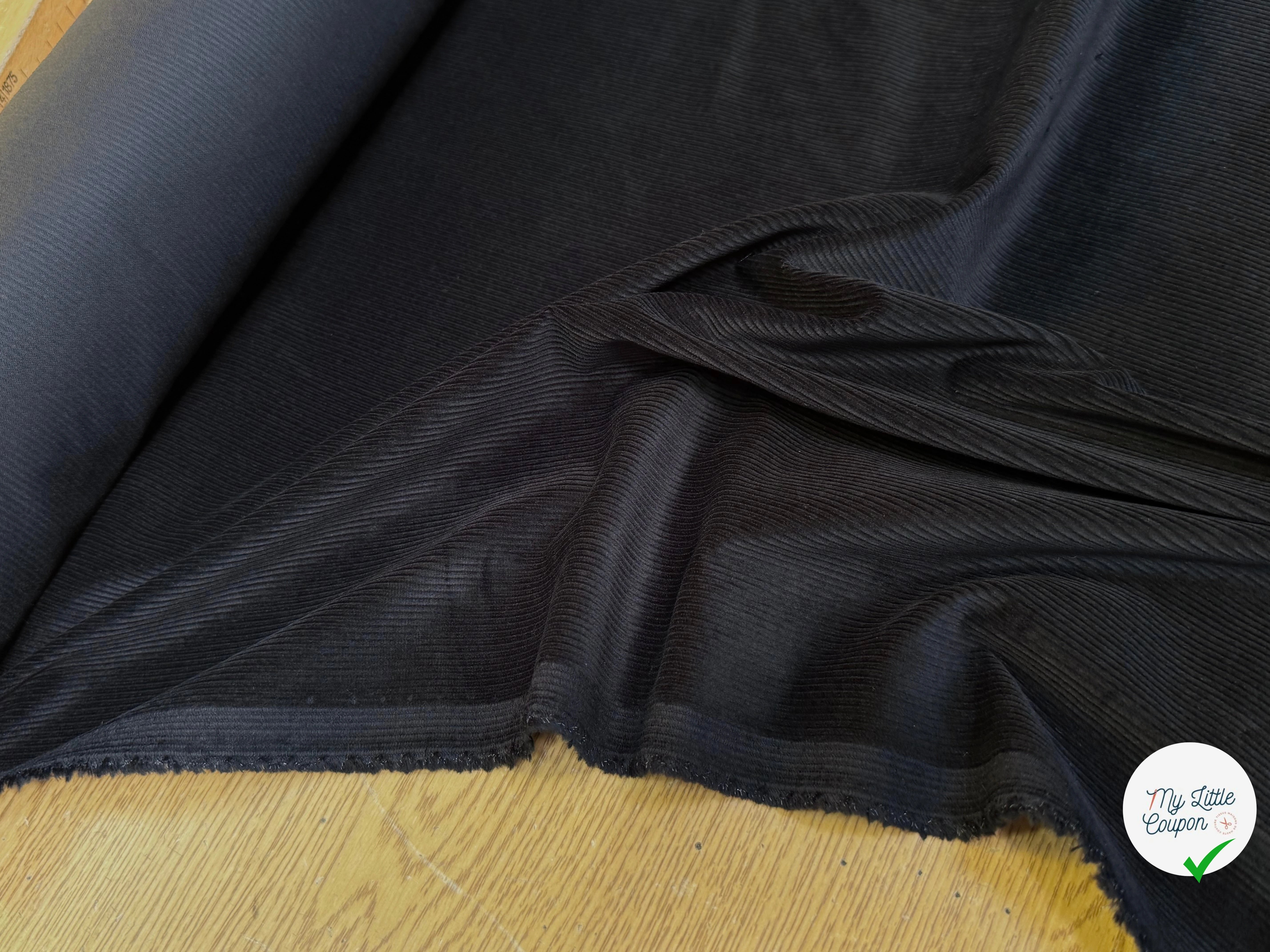 VELOURS DE COTON CÔTELÉ NOIR STRETCH - My Little Coupon