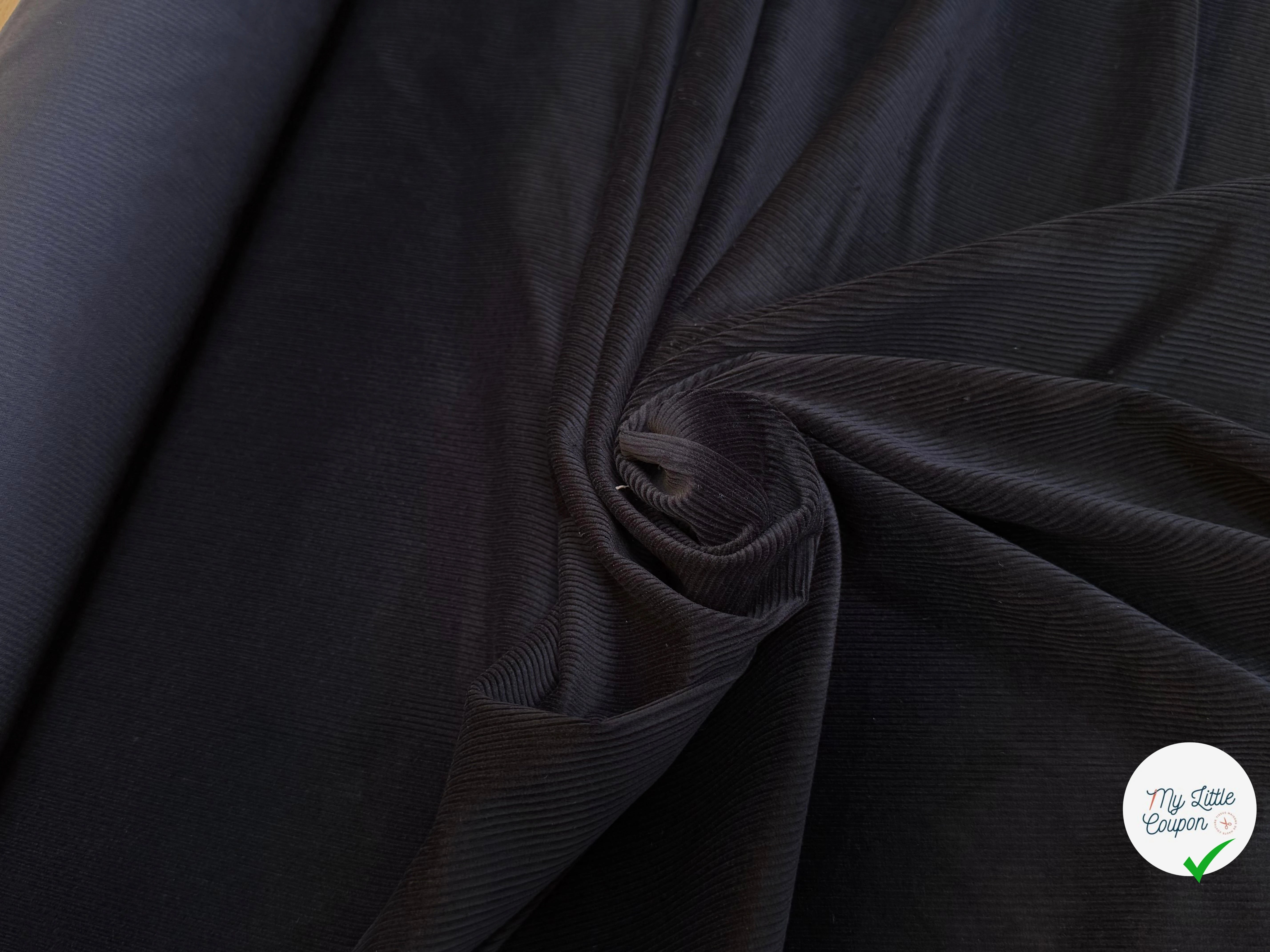 VELOURS DE COTON CÔTELÉ NOIR STRETCH - My Little Coupon