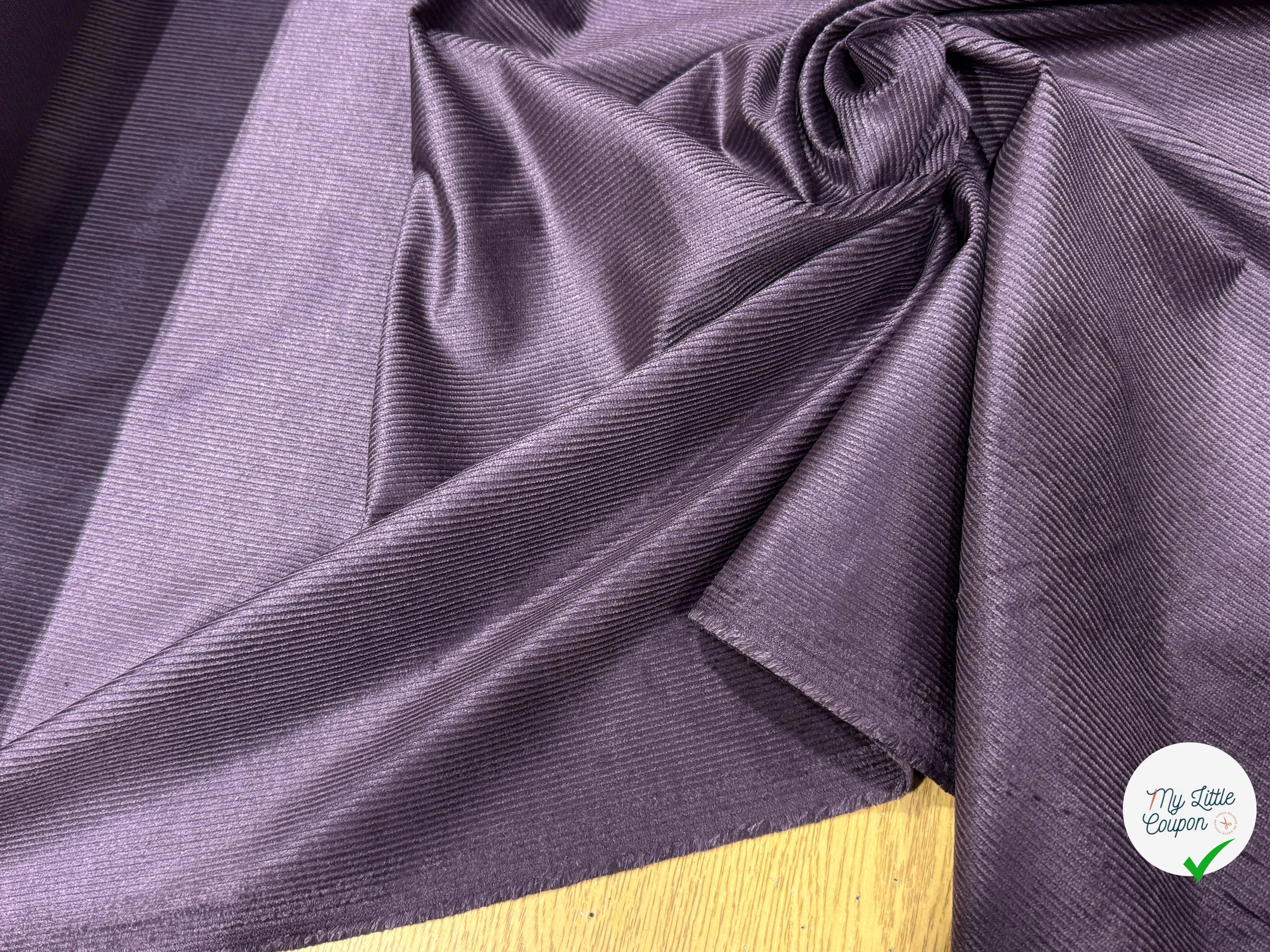 VELOURS DE COTON ET MODAL 500 RAIES STRETCH VIOLET FONCÉ 78% COTON - My Little Coupon