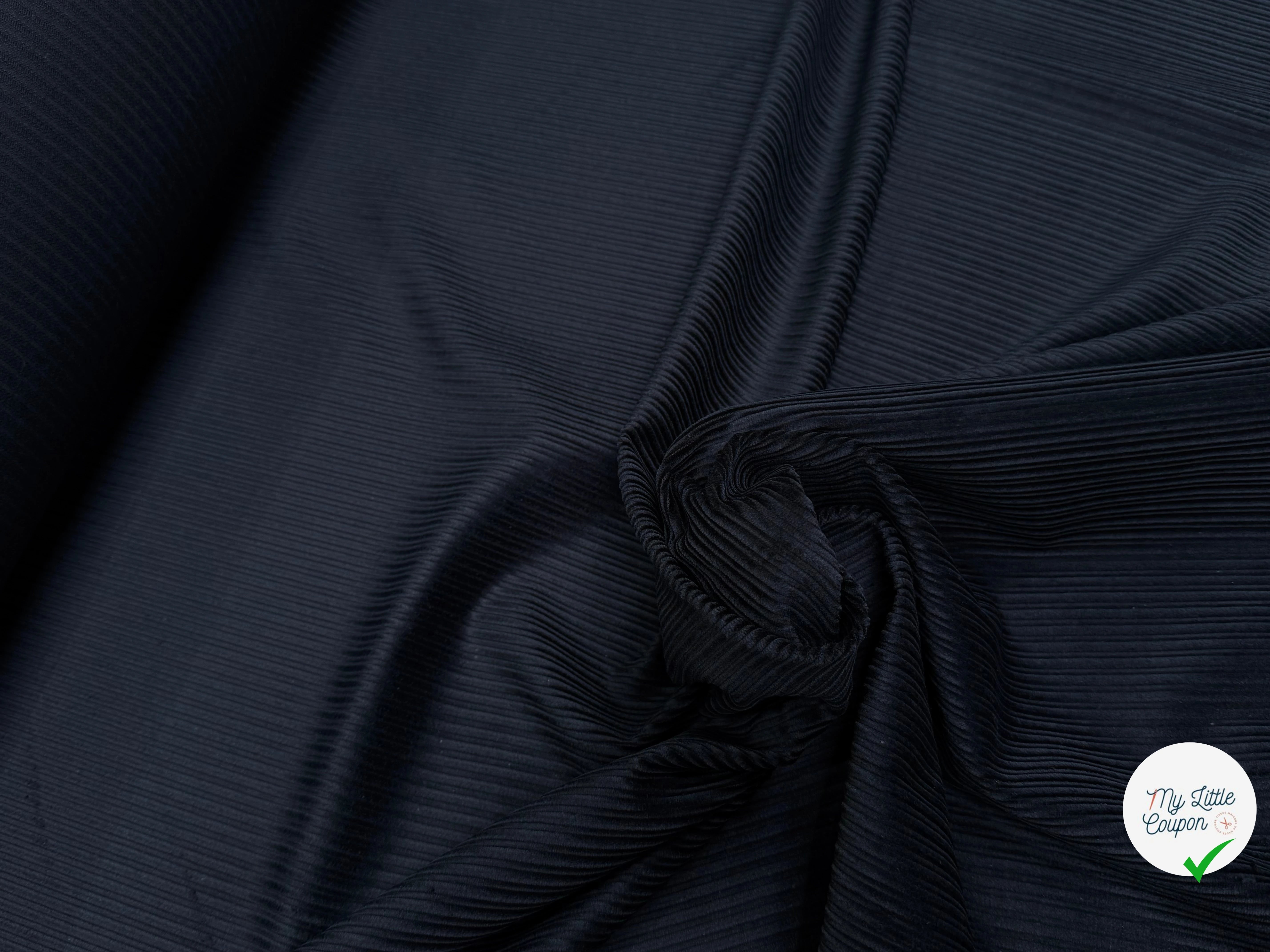 VELOURS DE COTON FANTAISIE 300 RAIES BLEU MARINE 100% COTON - My Little Coupon